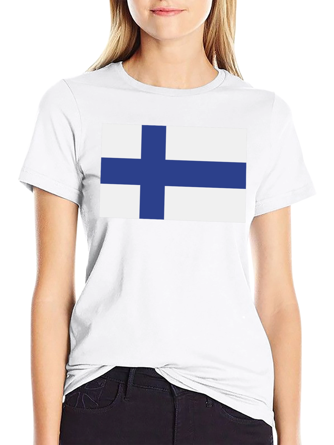 Finland Flag T-Shirt - Black Crew Neck Tee