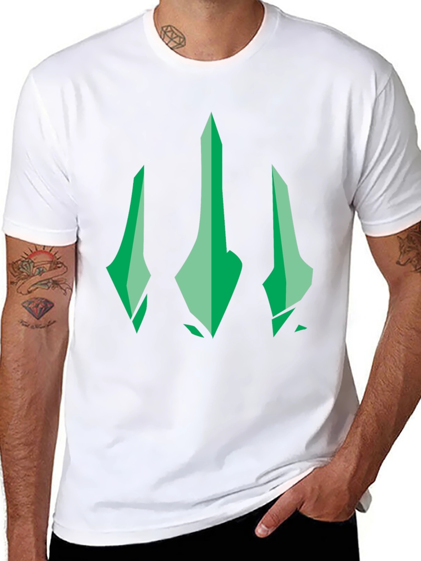 Green Trident Graphic Black T-Shirt