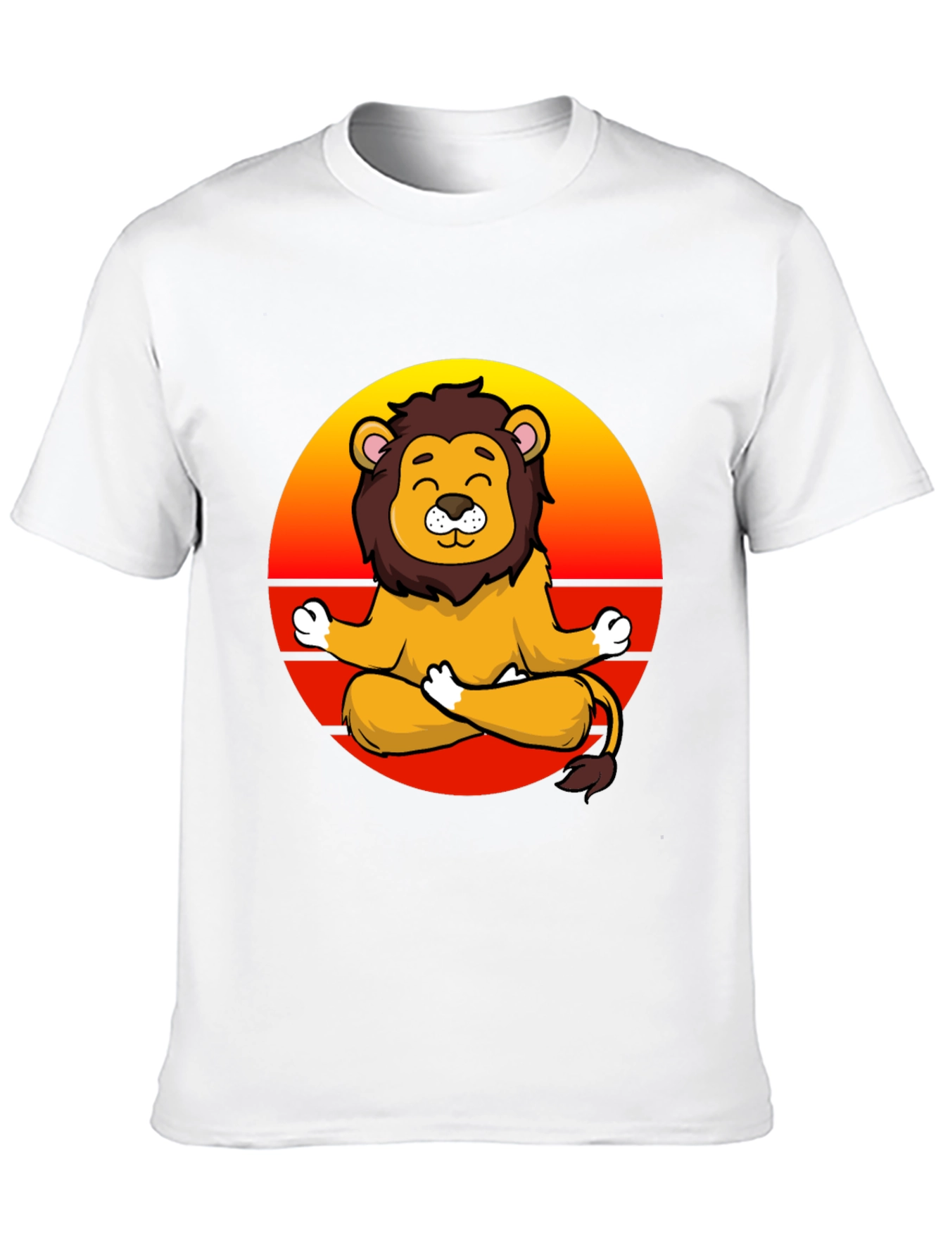 Zen Lion T-Shirt - Meditating Cartoon Lion Graphic Tee
