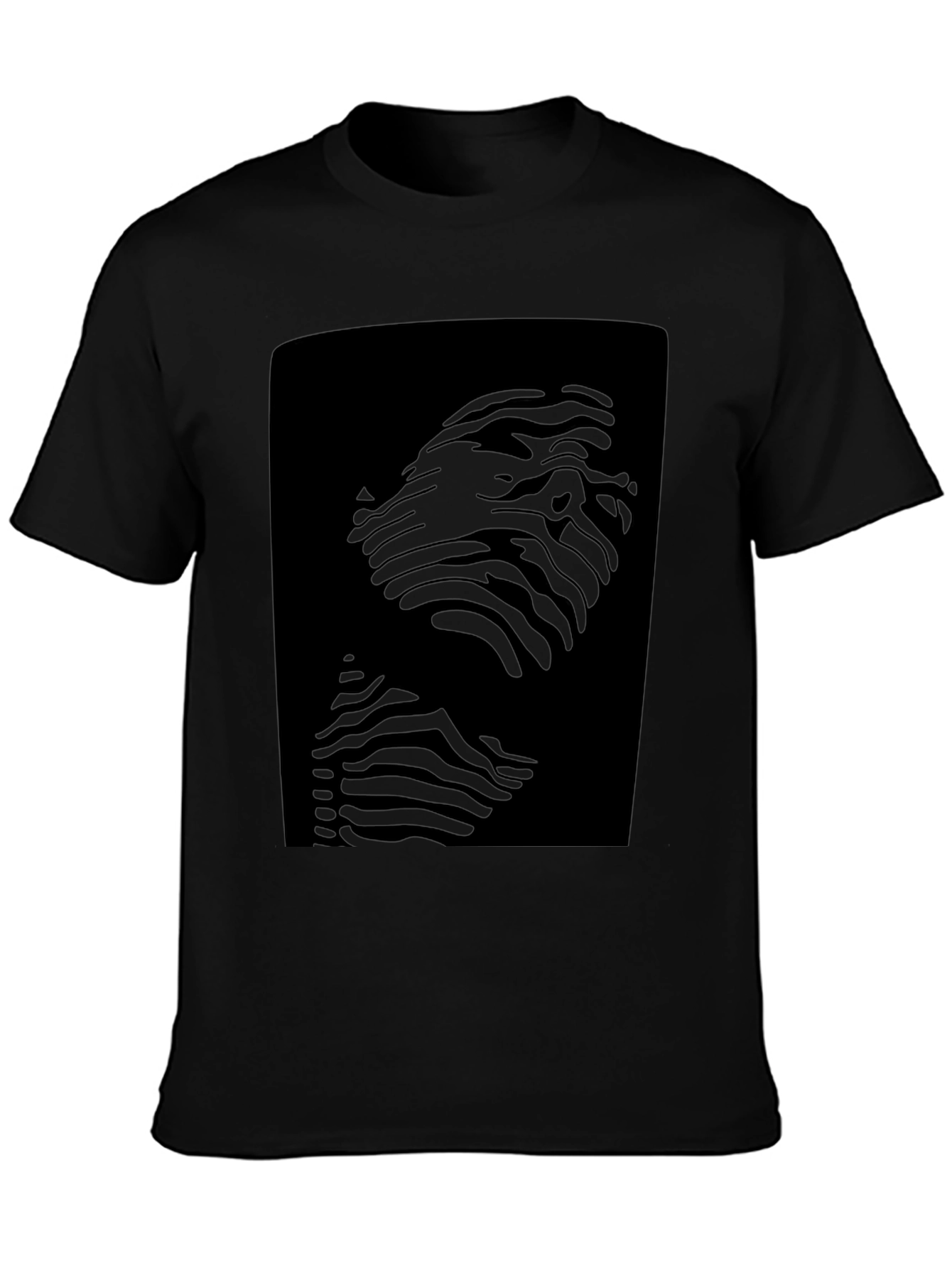 Abstract Zebra Face Graphic Black T-Shirt
