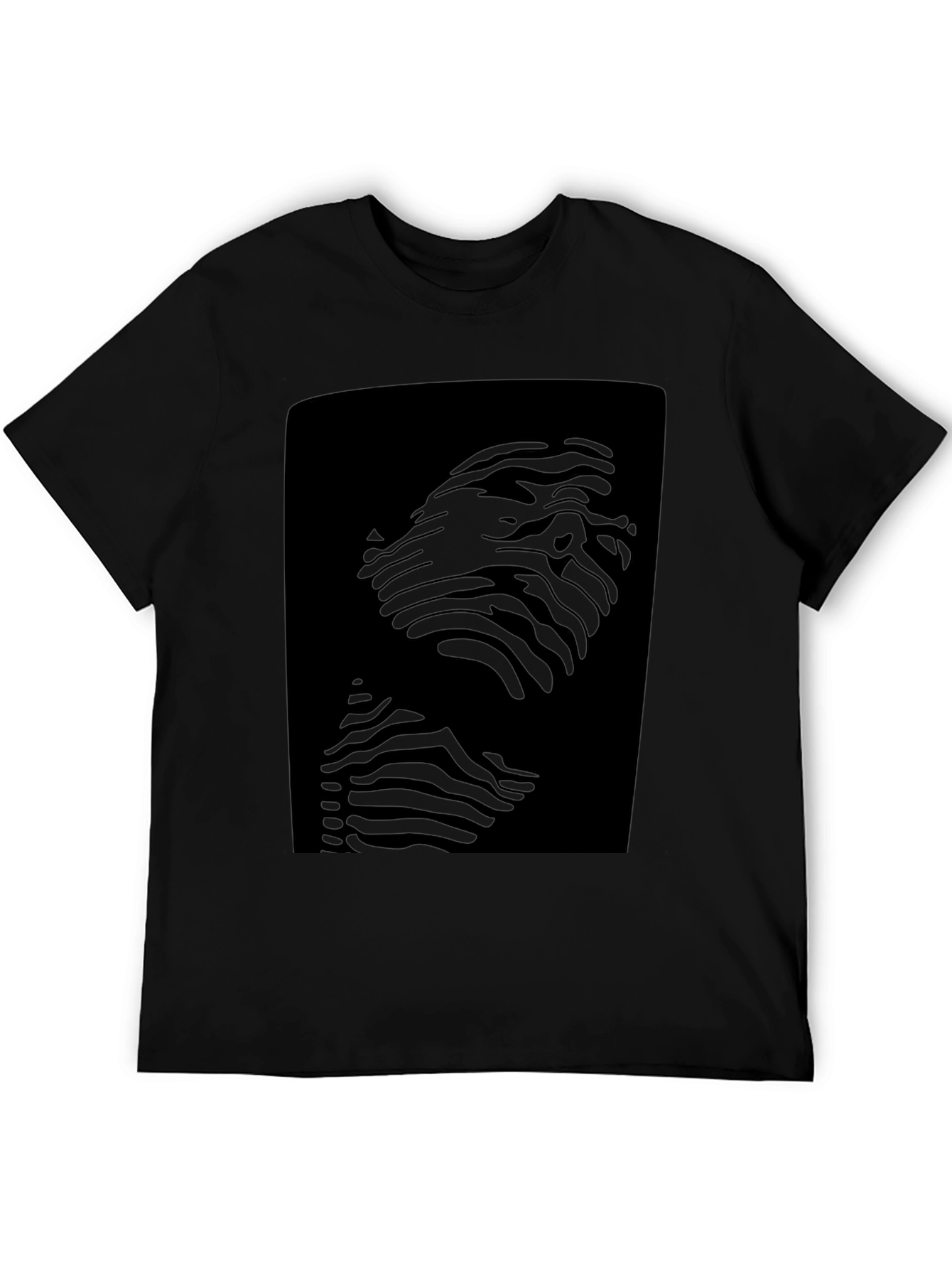 Abstract Zebra Face Graphic Black T-Shirt