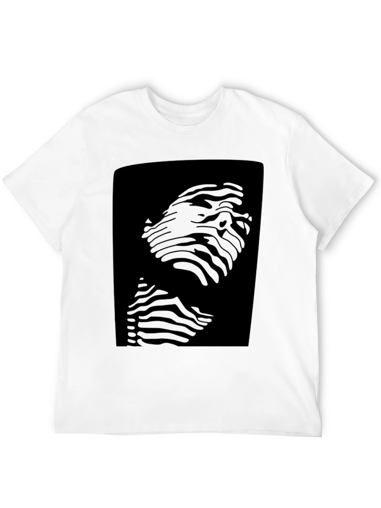 Abstract Zebra Face Graphic Black T-Shirt