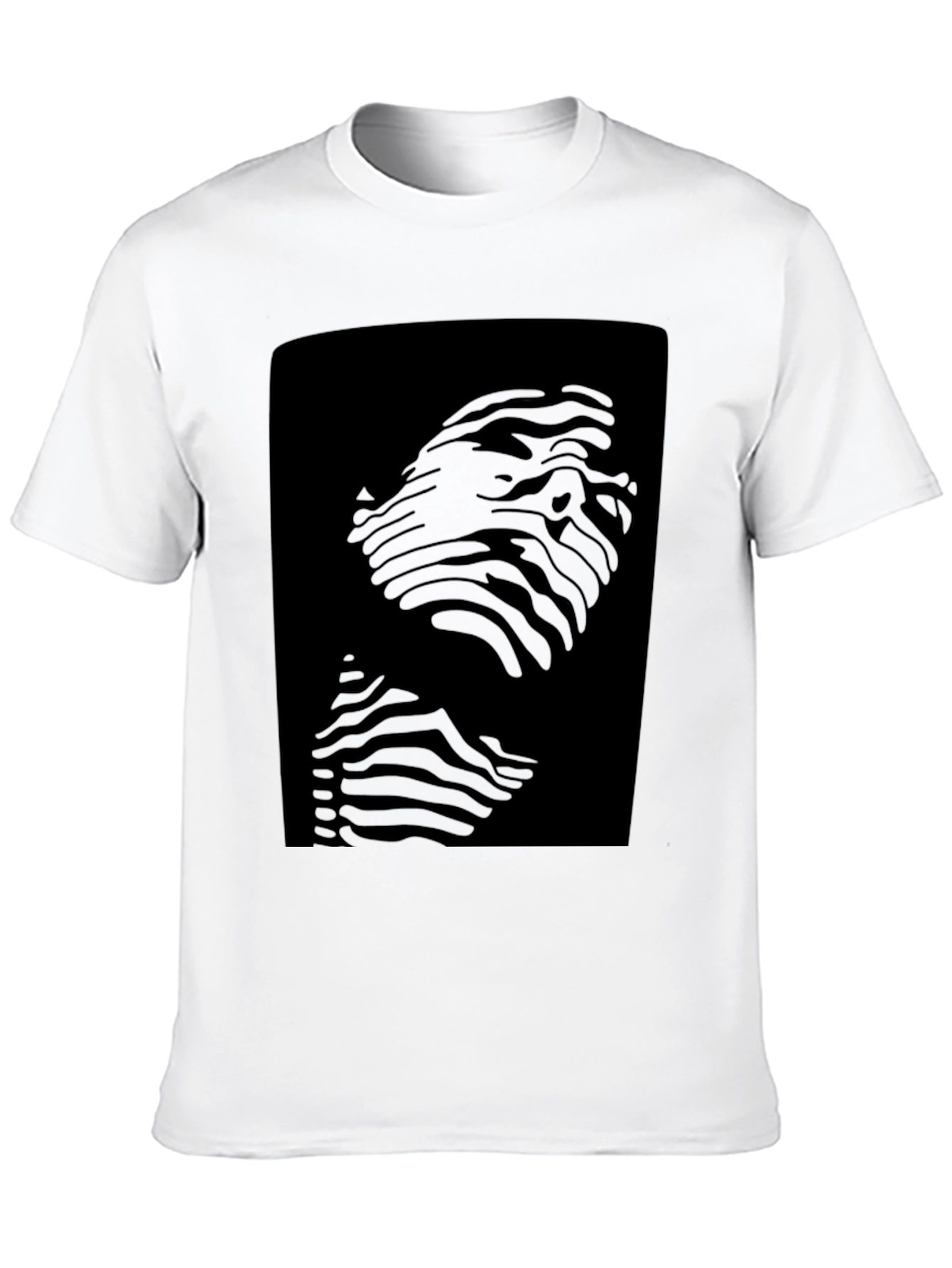 Abstract Zebra Face Graphic Black T-Shirt