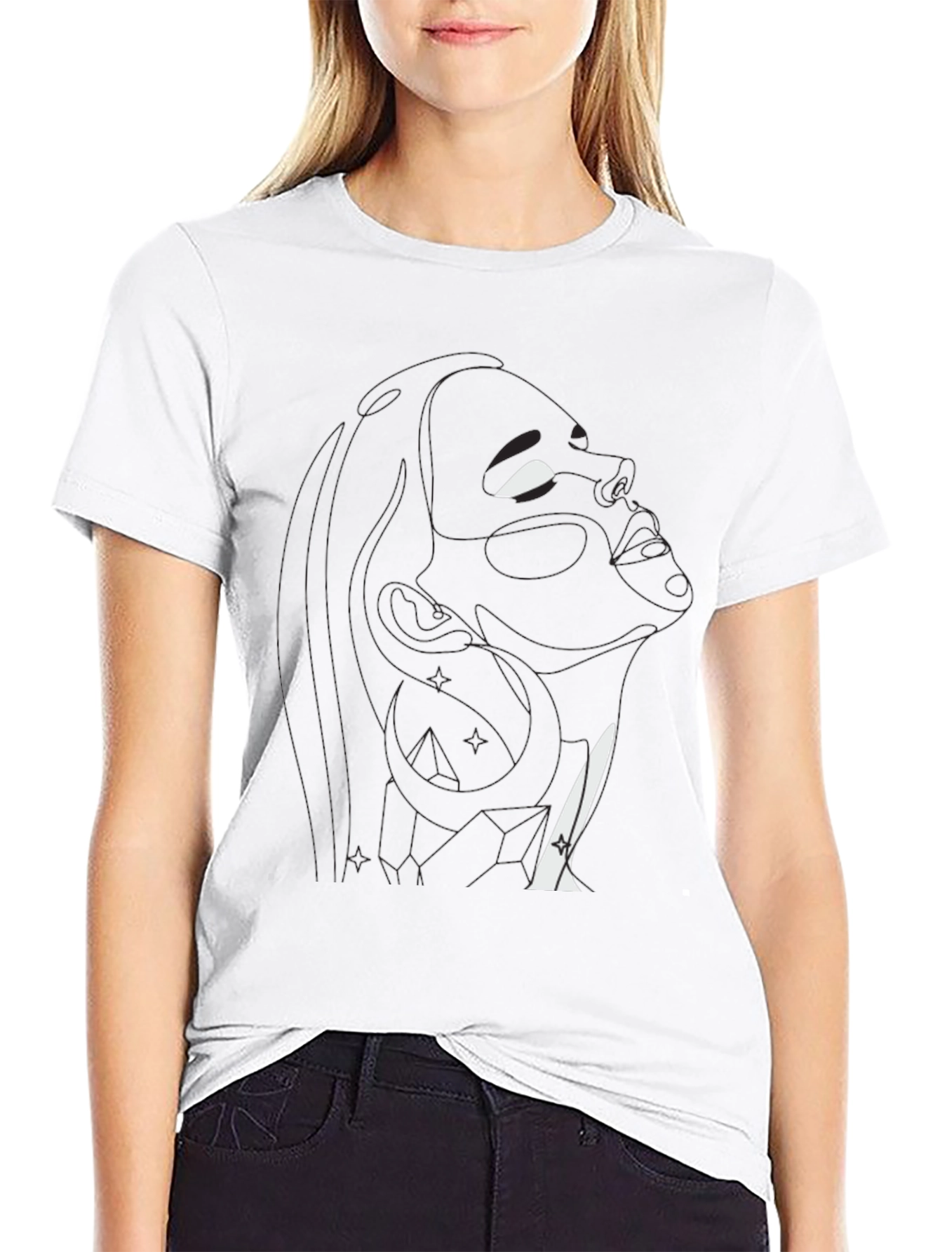 Abstract Silhouette Graphic Black T-Shirt