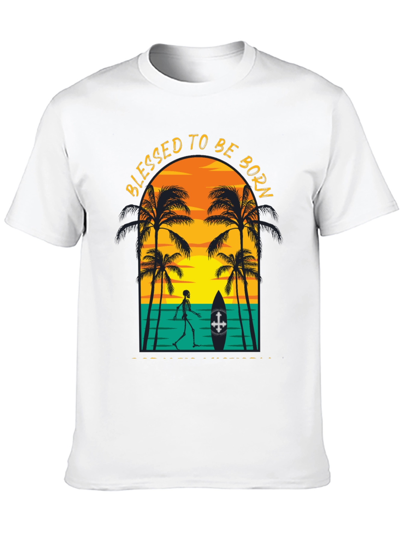 Blessed to be Born Skeleton Beach Graphic Tee