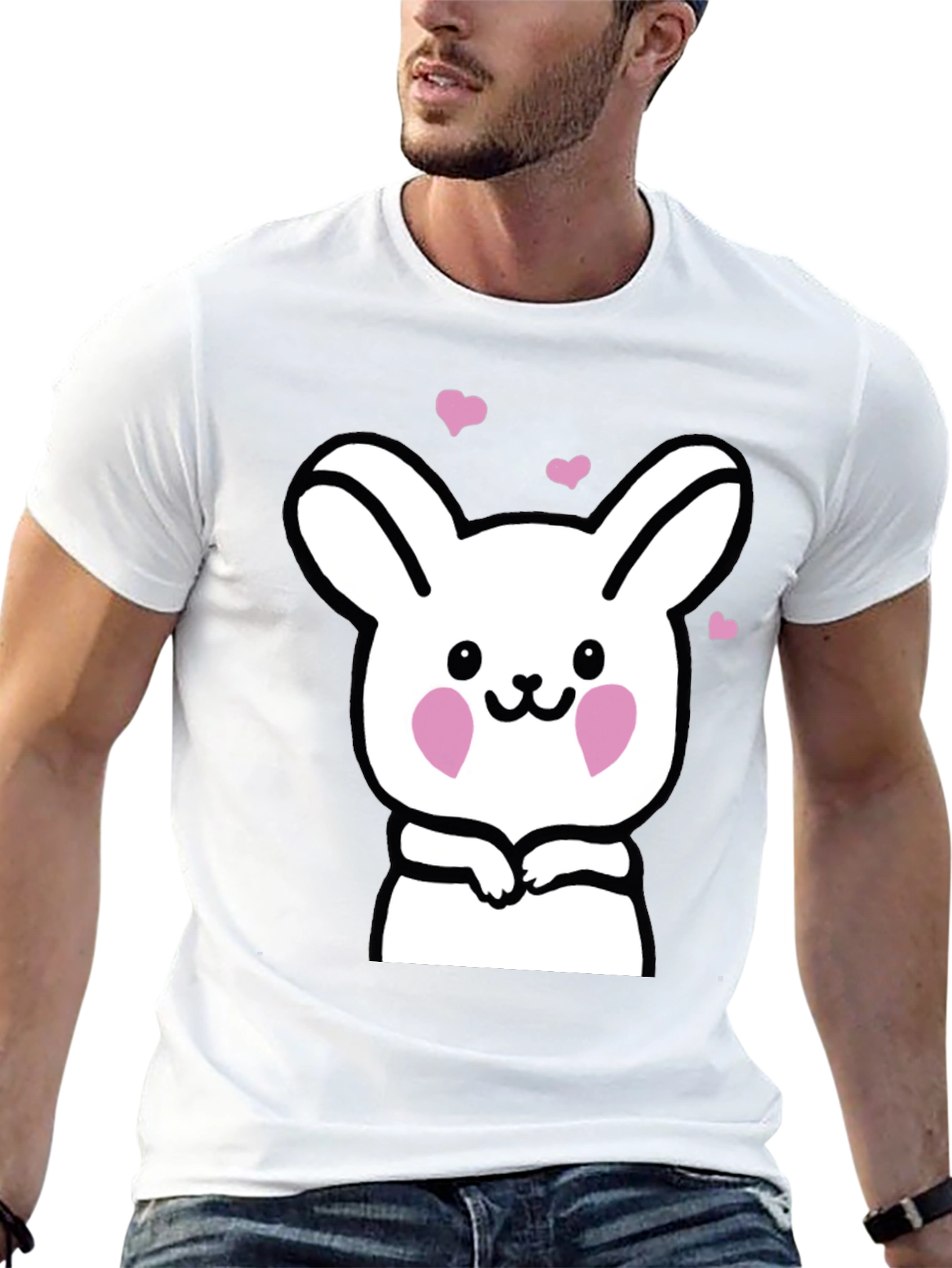 Cute Bunny Graphic Black T-Shirt