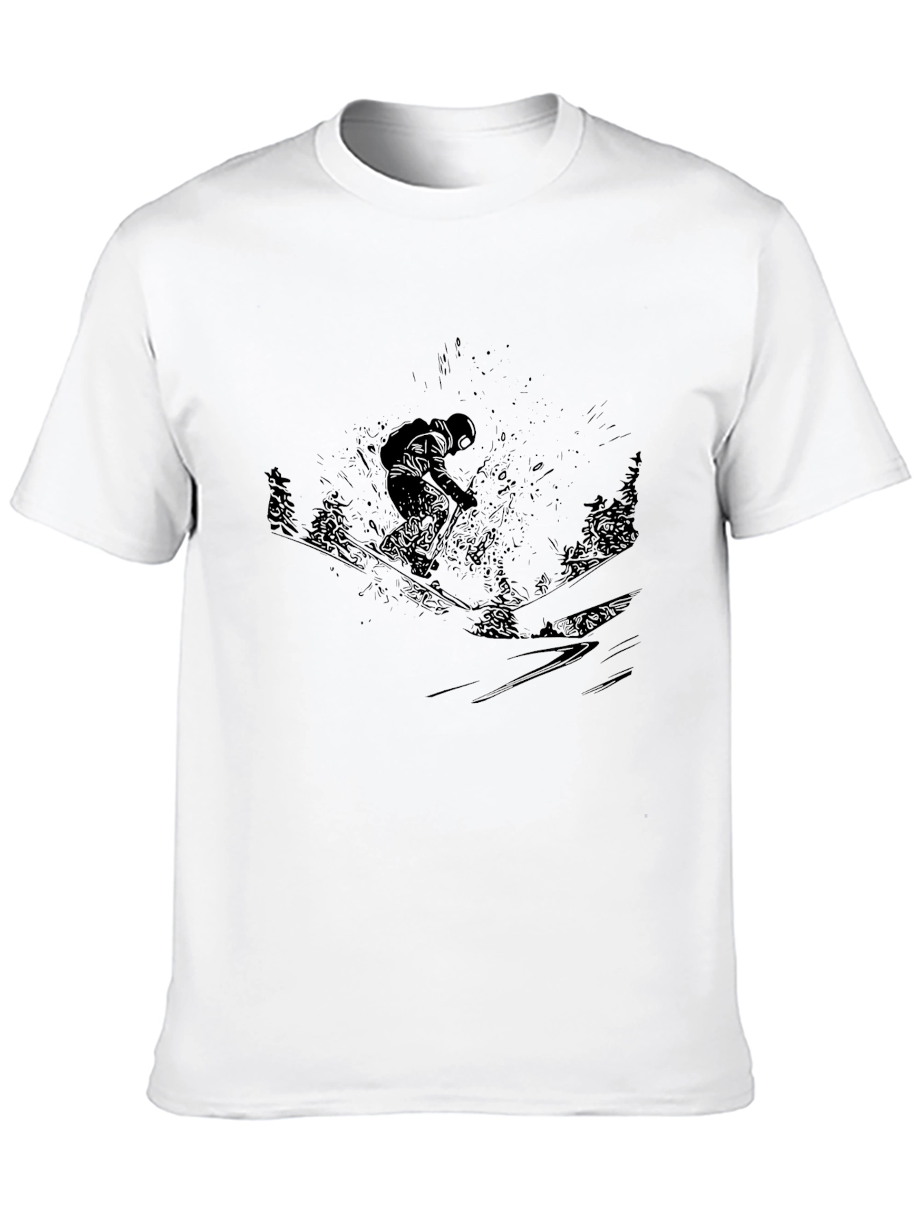 Black Skiing Graphic T-Shirt