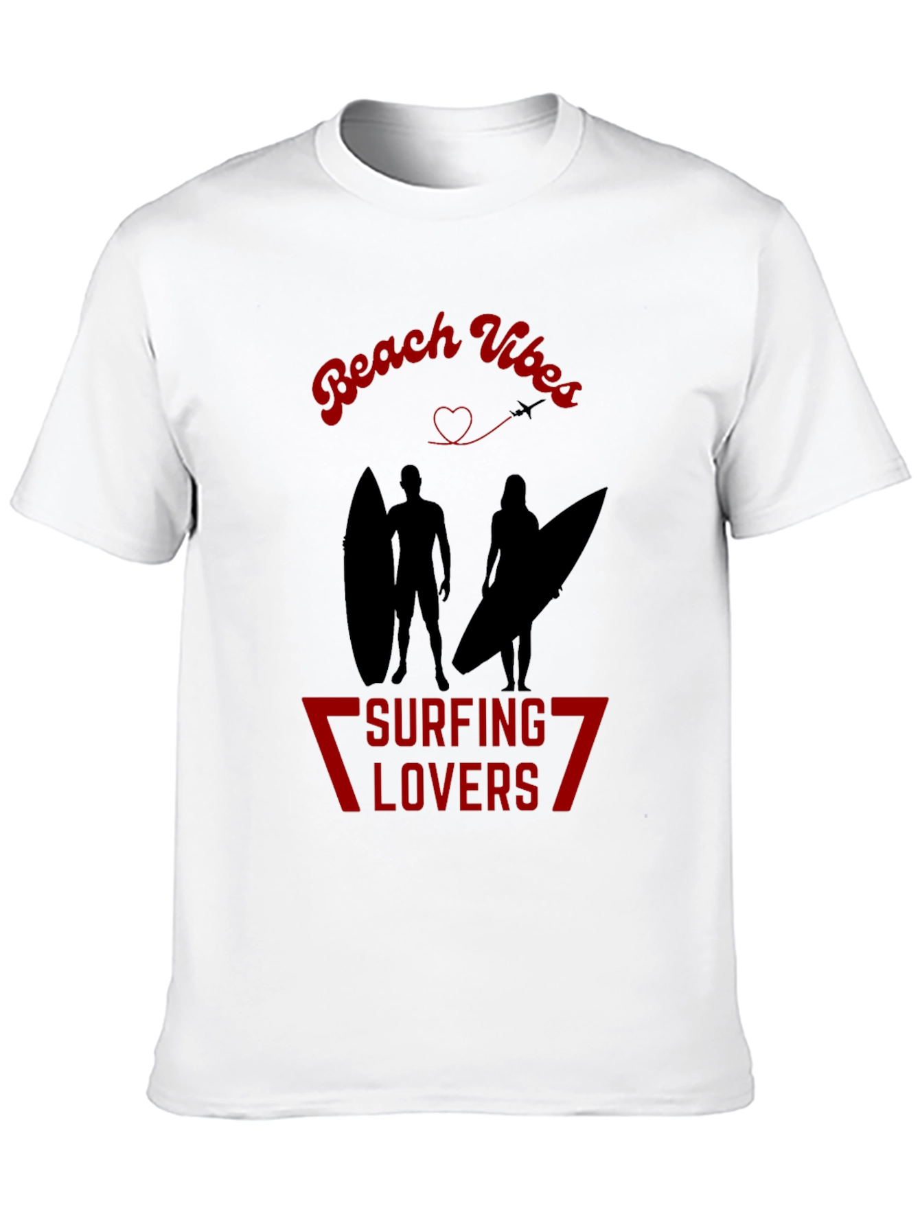 Beach Vibes Surfing Lovers Black T-Shirt