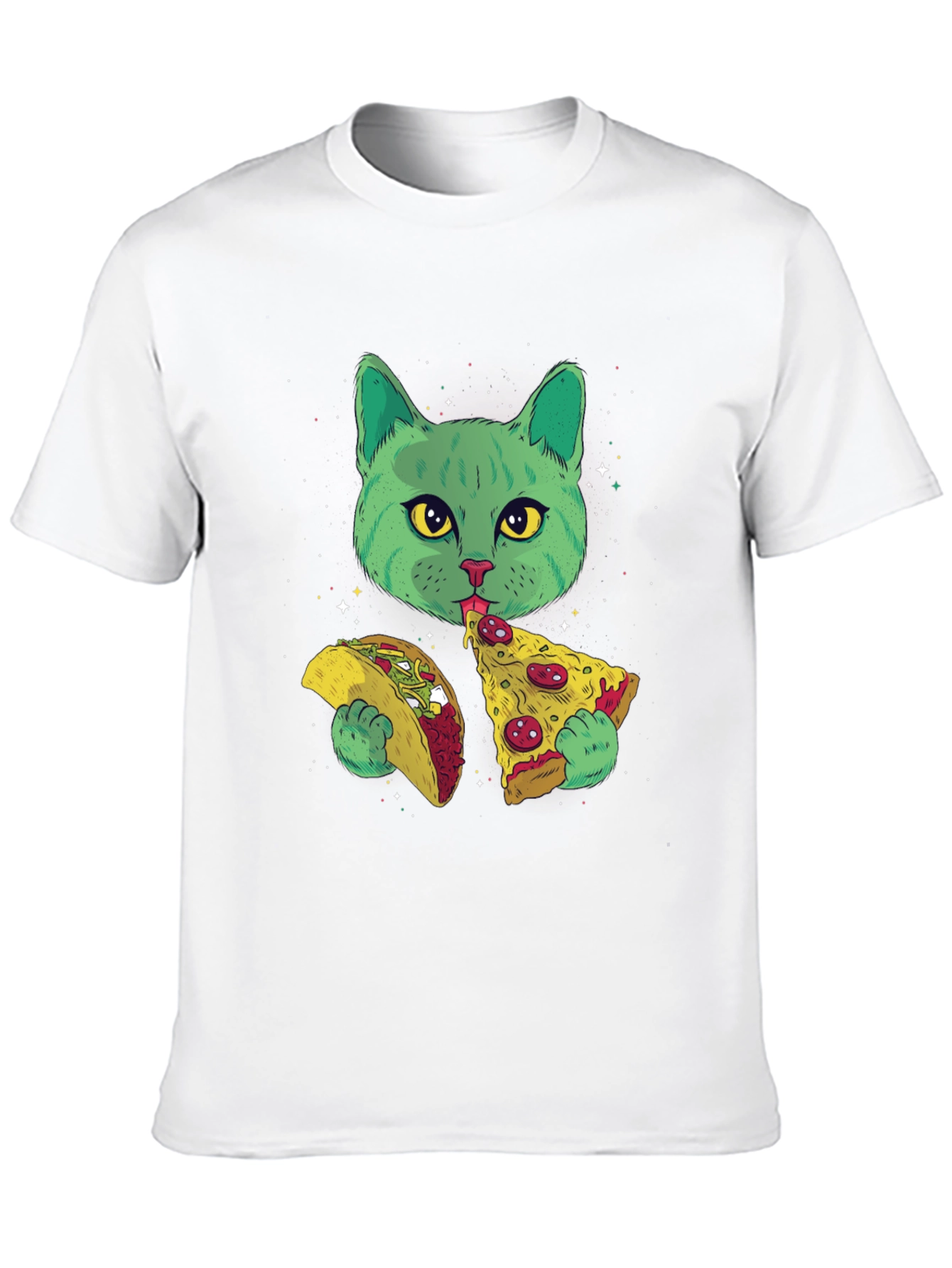 Cat Eating Taco Pizza Graphic Tee