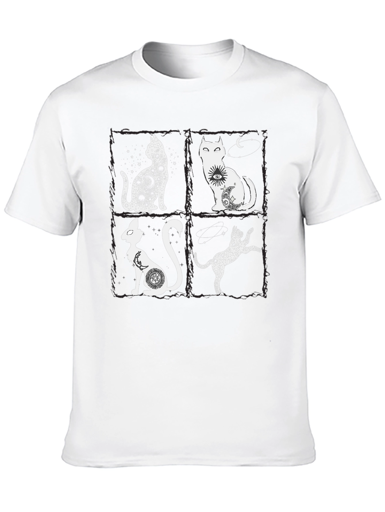Mystic Cats T-Shirt - Celestial Feline Design