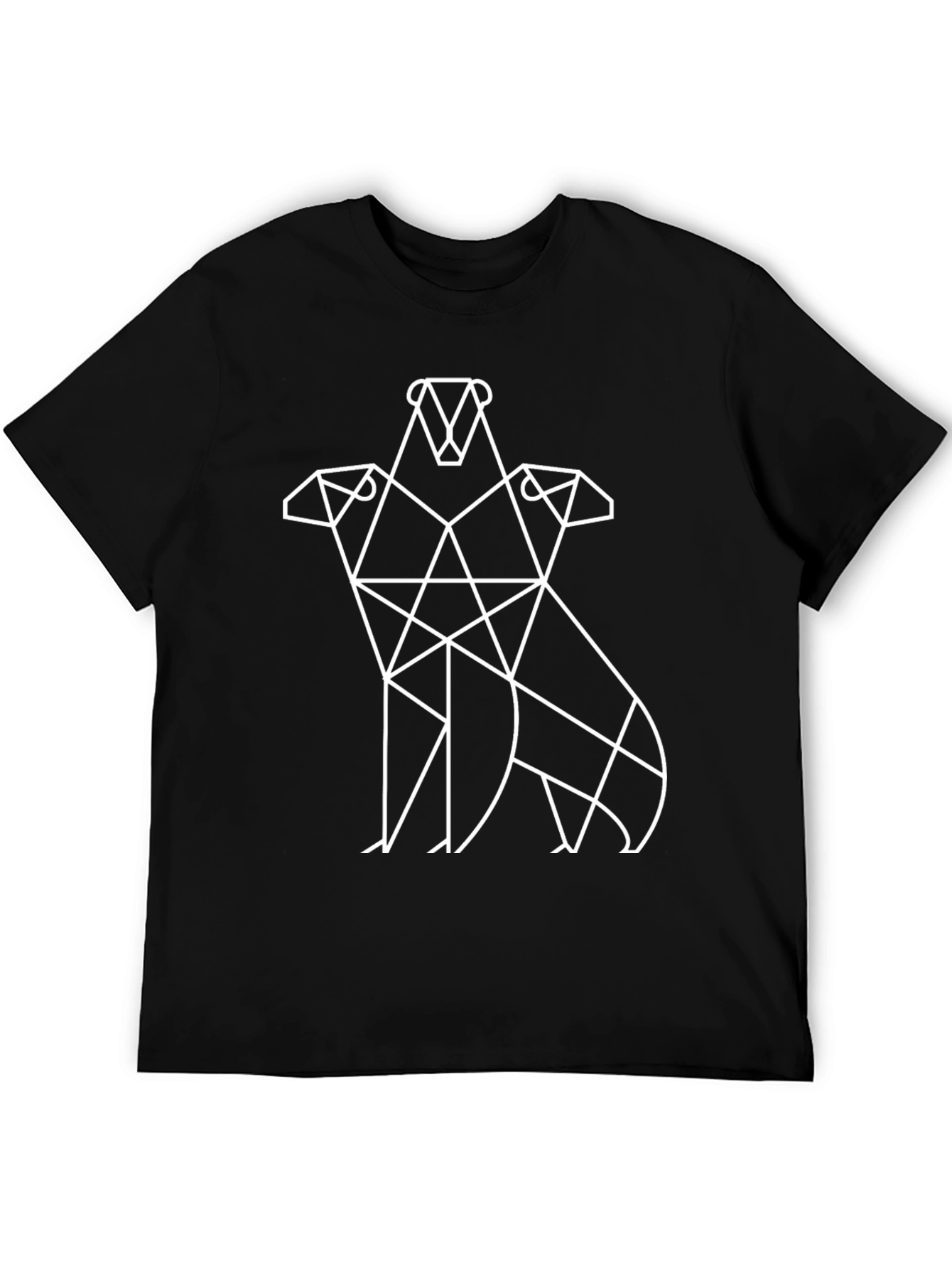Geometric Animal Graphic Tee - Black