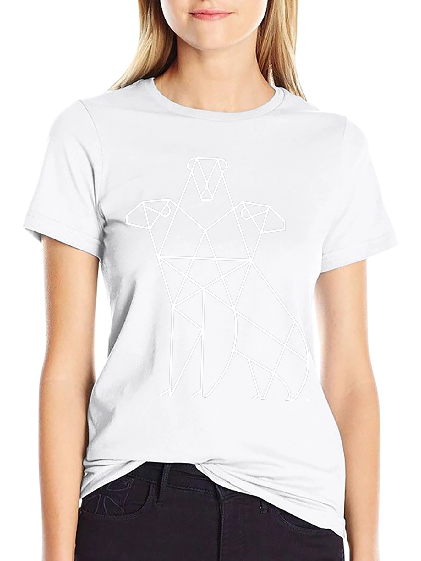 Geometric Animal Graphic Tee - Black