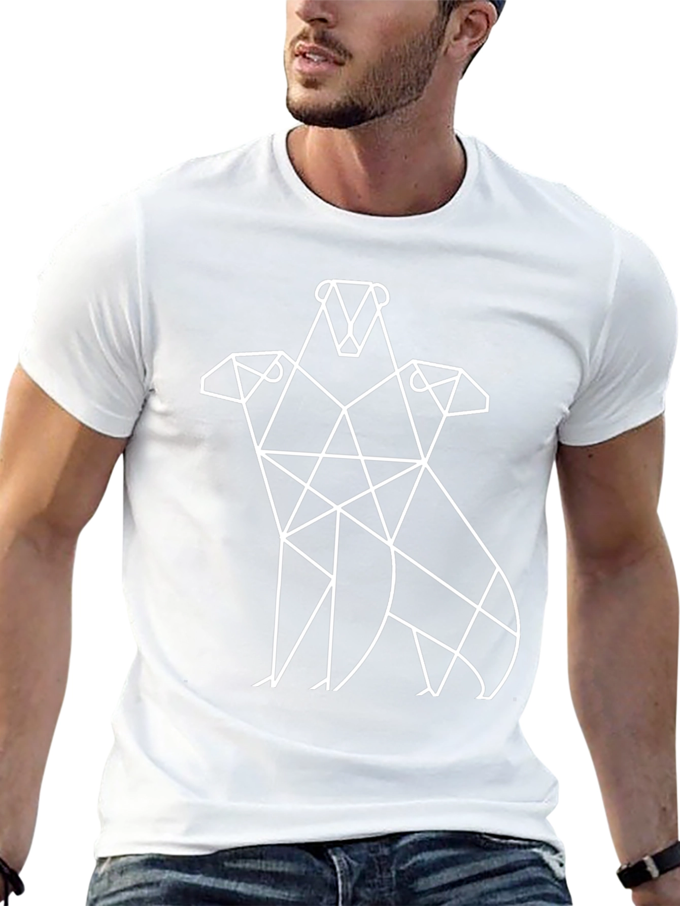Geometric Animal Graphic Tee - Black