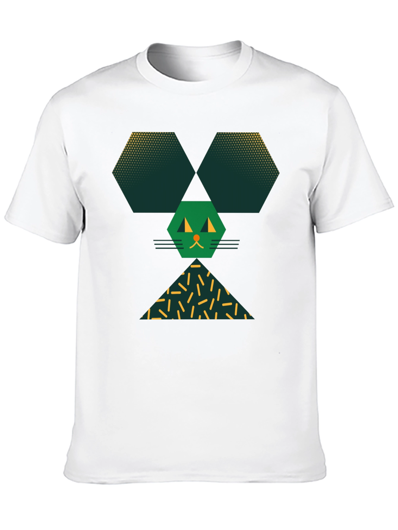 Geometric Cat Tee - Modern Graphic Print