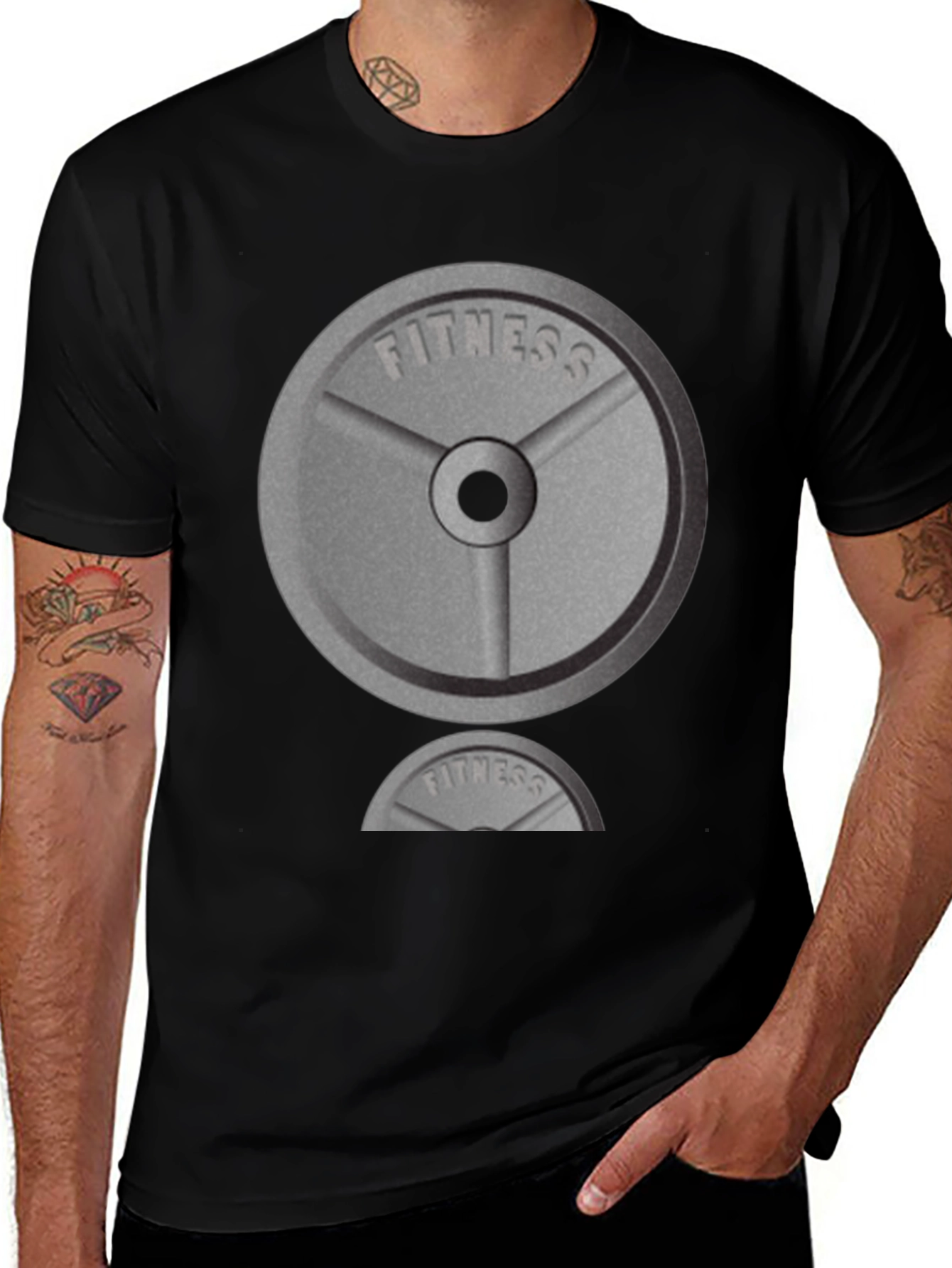 Fitness Weight Plate Graphic T-Shirt - Black
