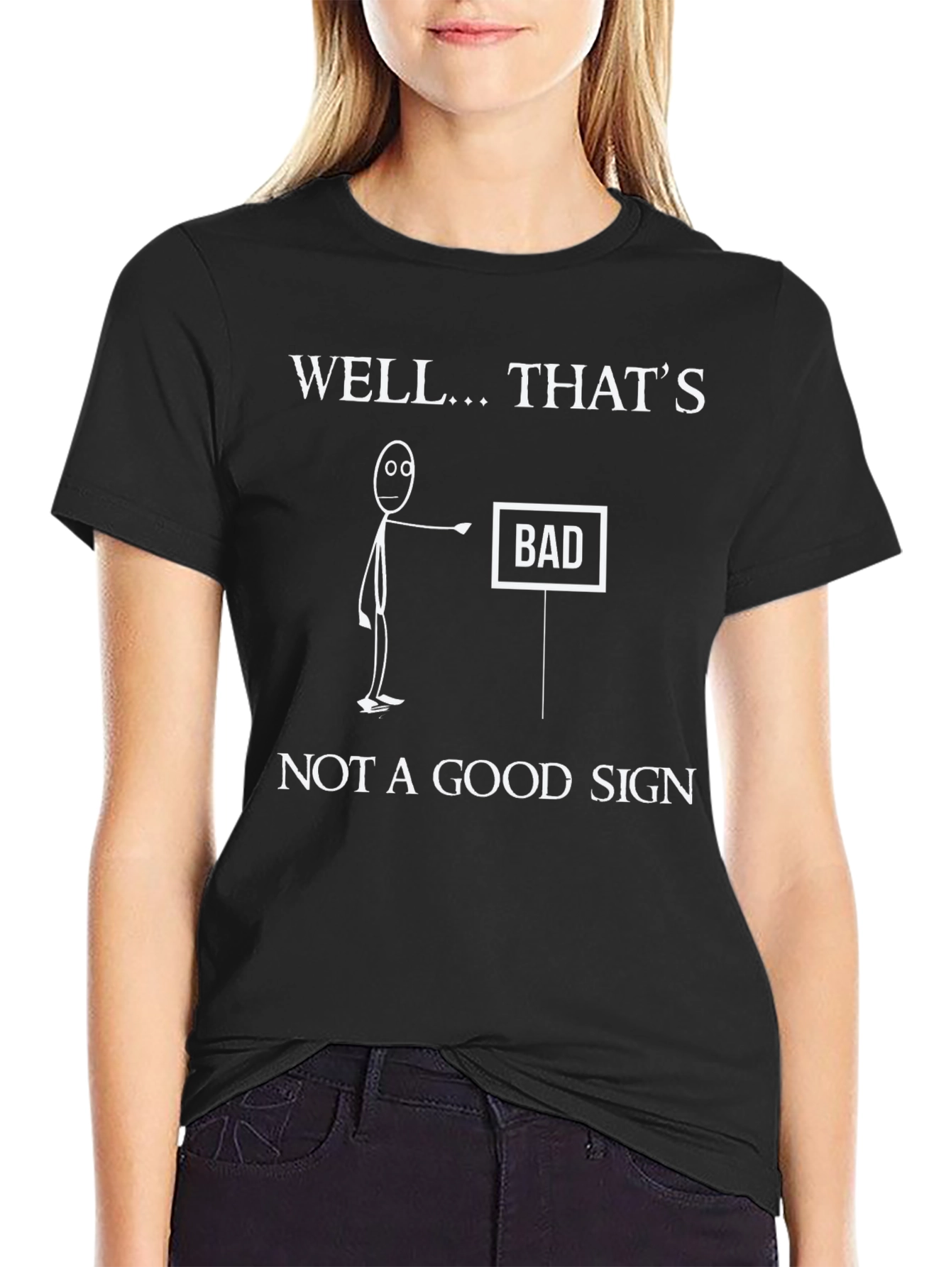 Funny Bad Sign Graphic Tee - Mens Black T-Shirt