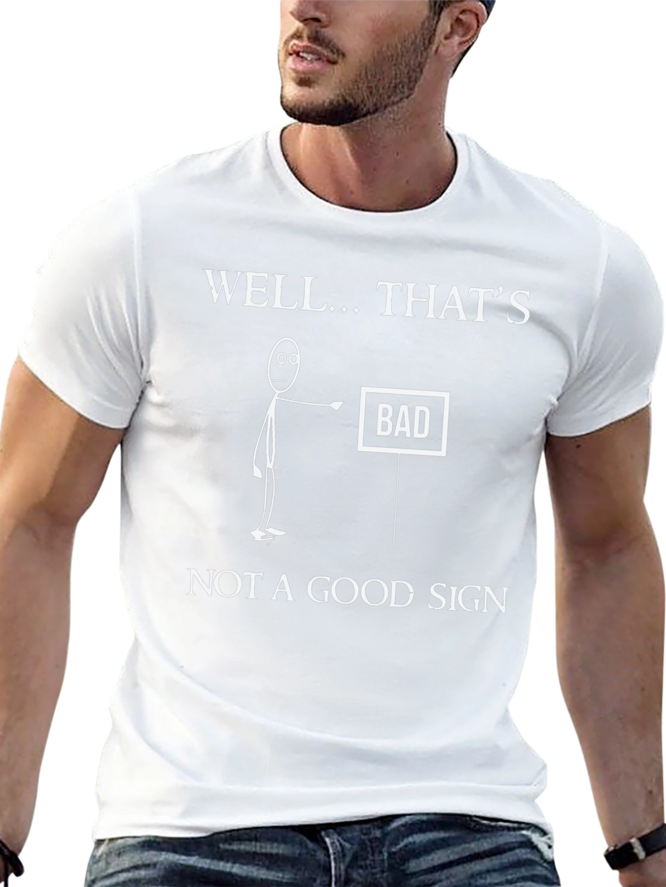 Funny Bad Sign Graphic Tee - Mens Black T-Shirt