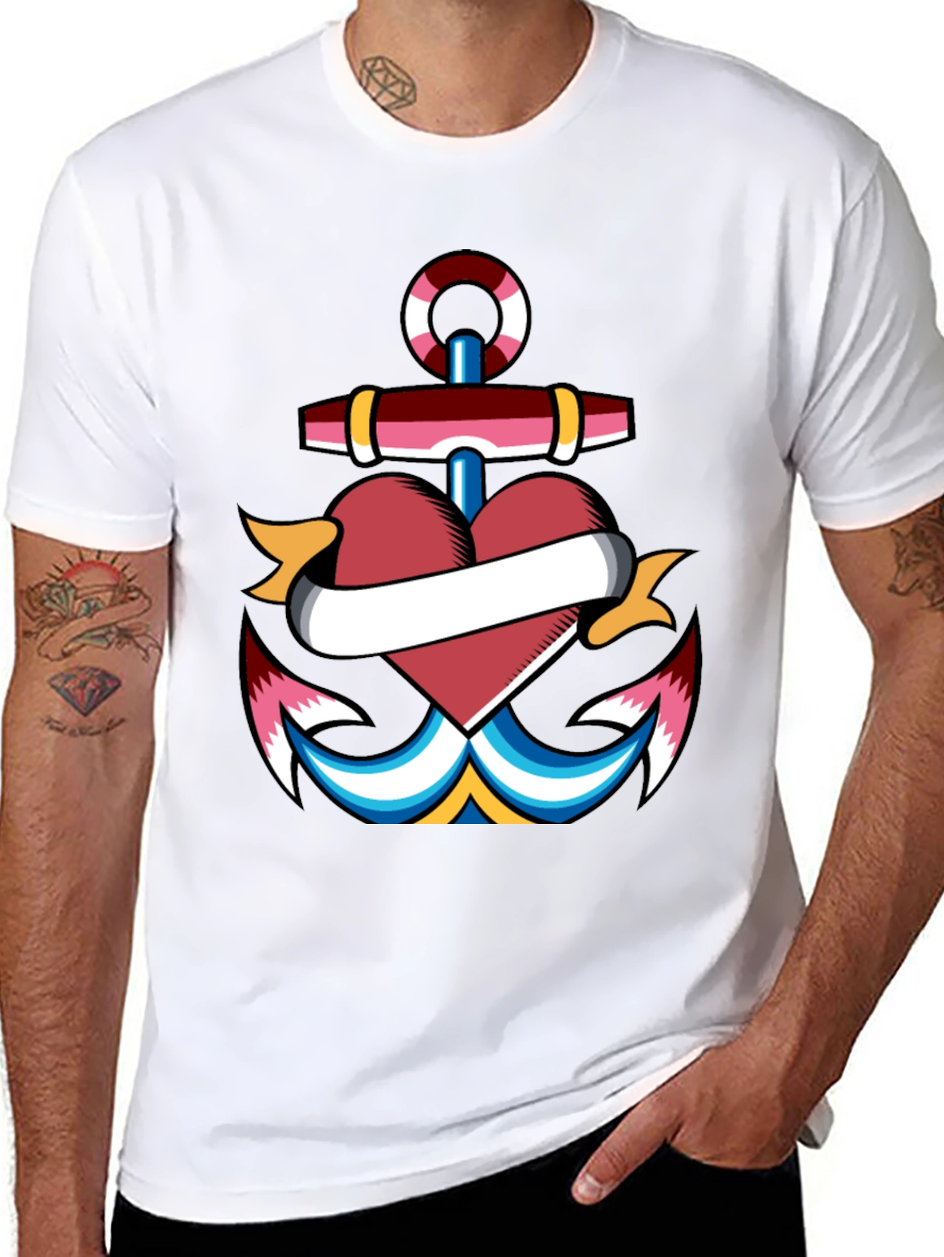 Anchor Heart Tattoo Graphic T-Shirt