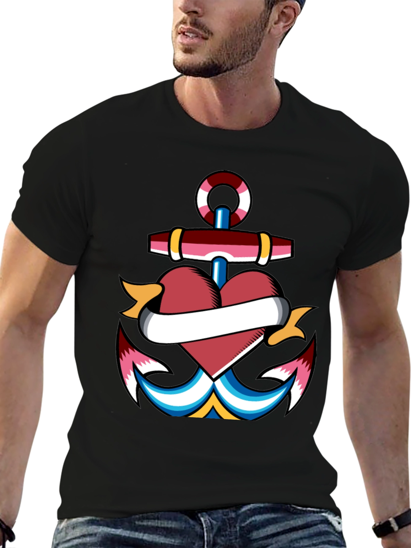 Anchor Heart Tattoo Graphic T-Shirt