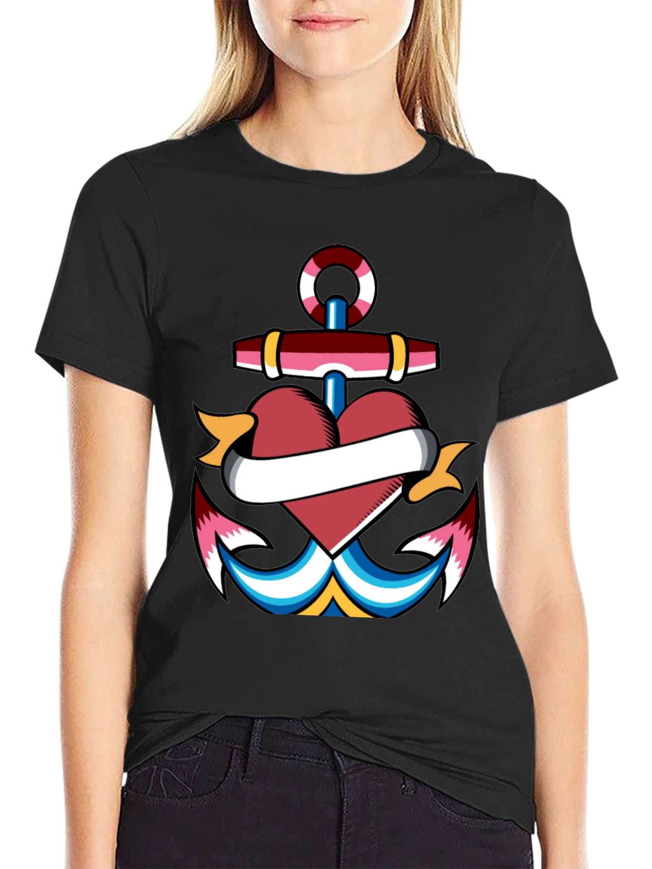 Anchor Heart Tattoo Graphic T-Shirt