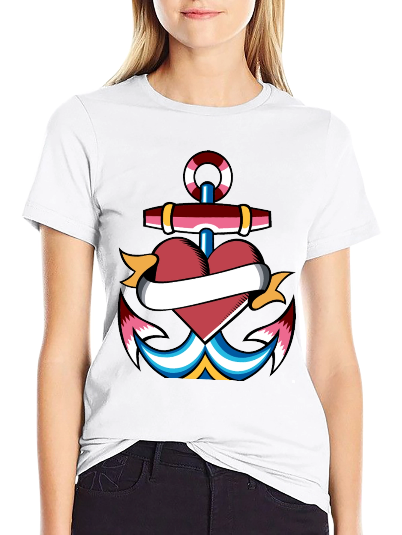 Anchor Heart Tattoo Graphic T-Shirt