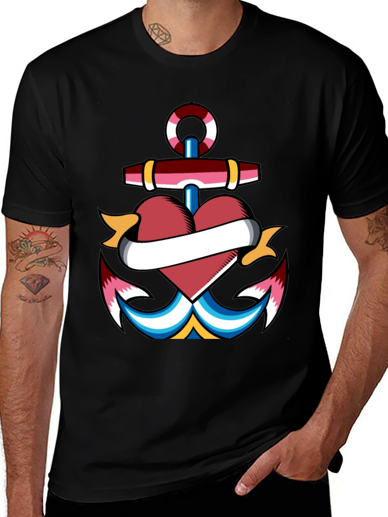 Anchor Heart Tattoo Graphic T-Shirt