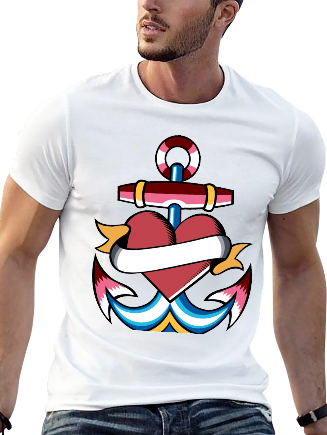 Anchor Heart Tattoo Graphic T-Shirt