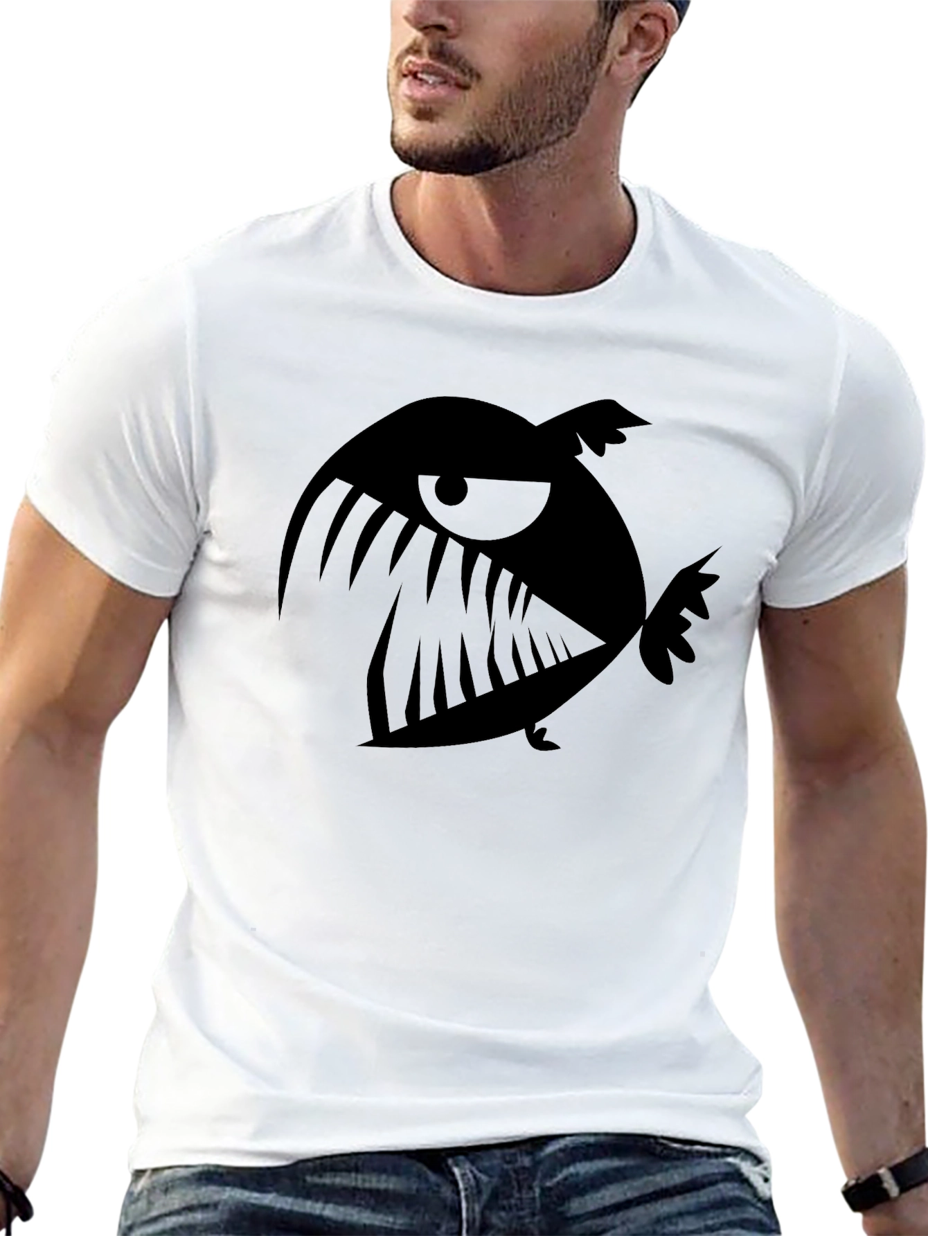 Mens Black Graphic Tee - Angry Fish