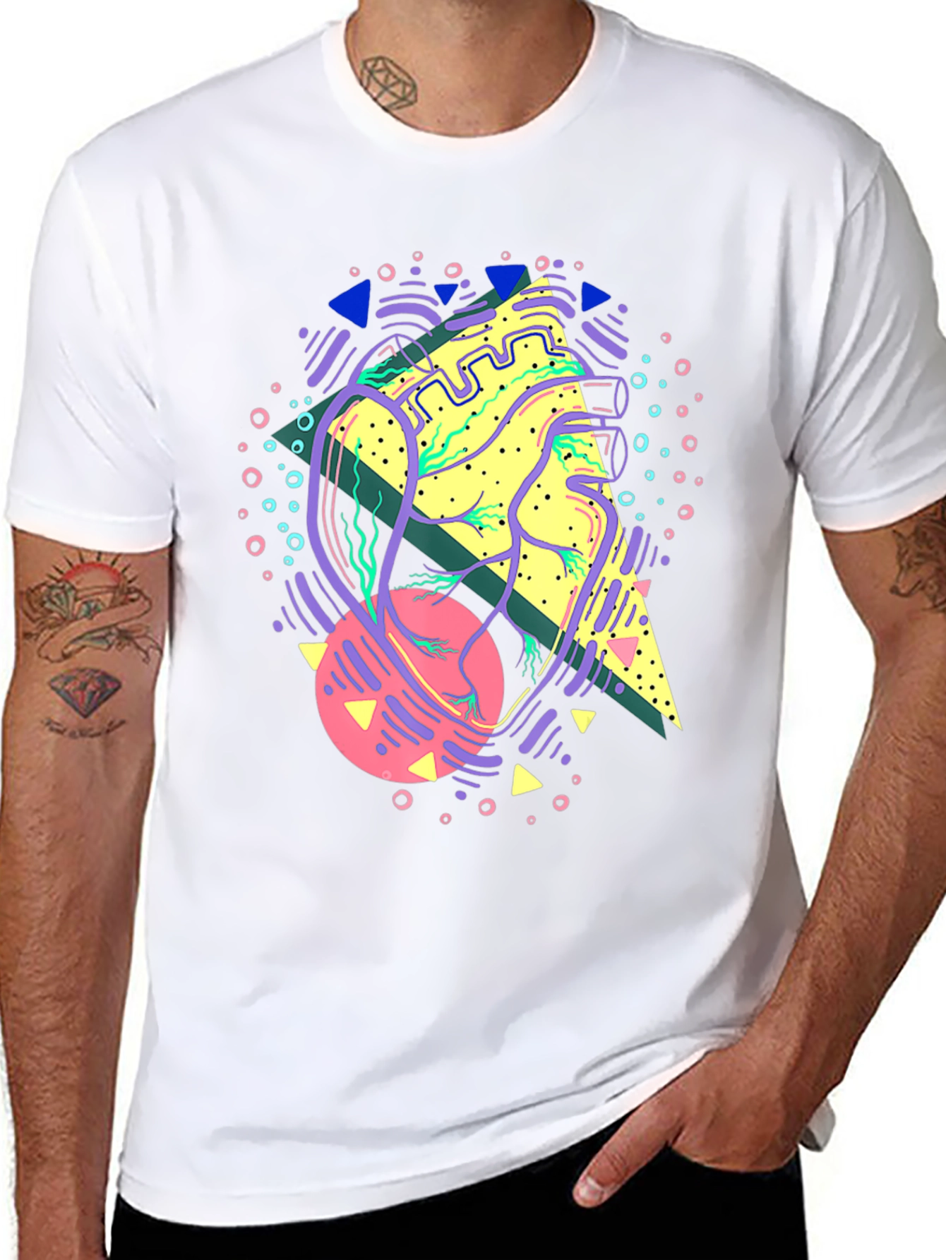 Abstract Anatomical Heart Graphic Tee - Black
