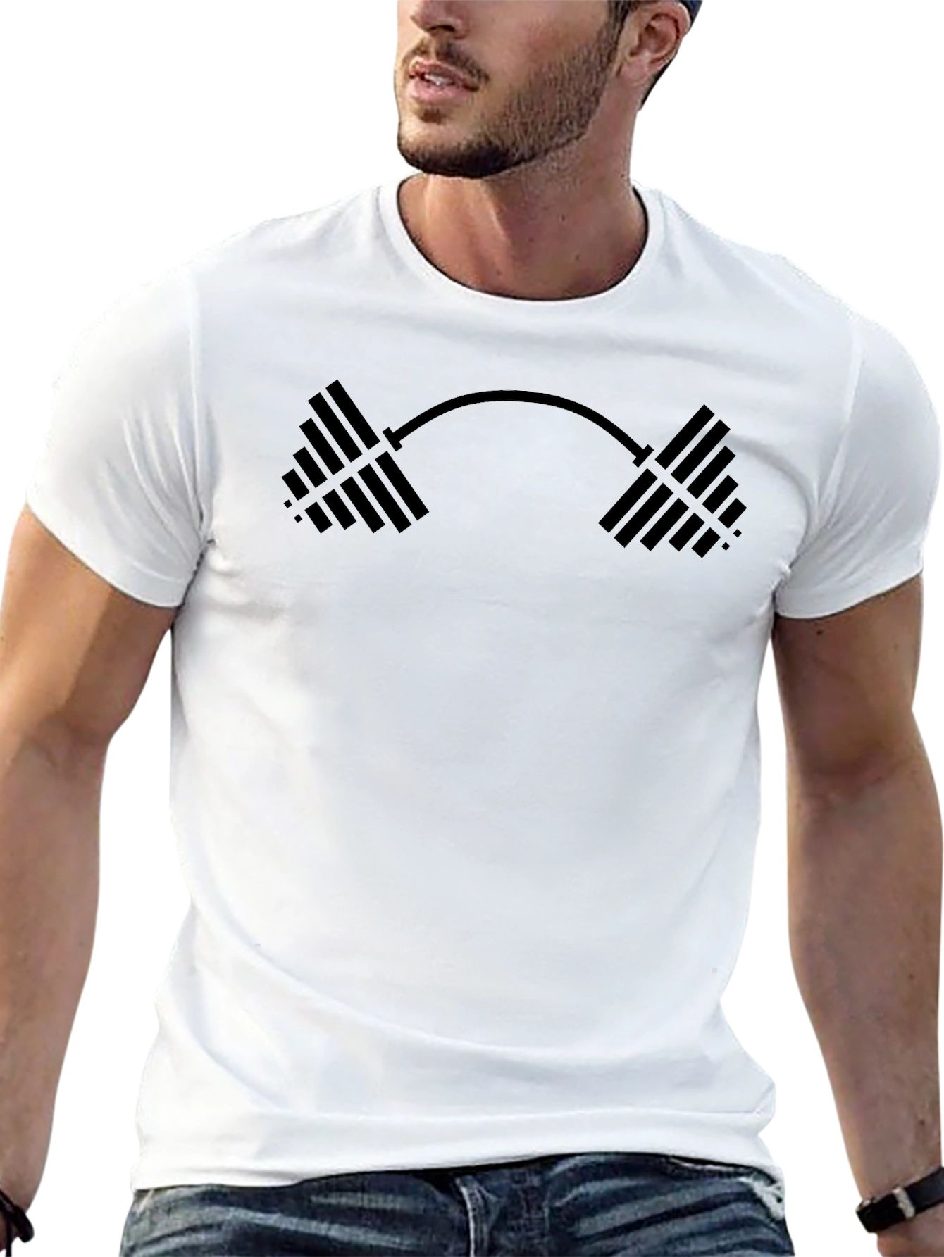 Fitness Barbell Graphic T-Shirt - Gym Workout Tee