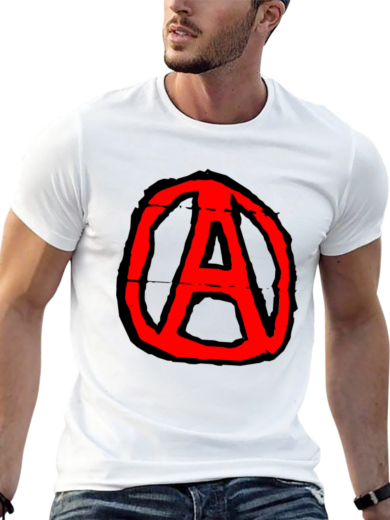 Anarchy Symbol Graphic Tee - Black Cotton Casual T-Shirt