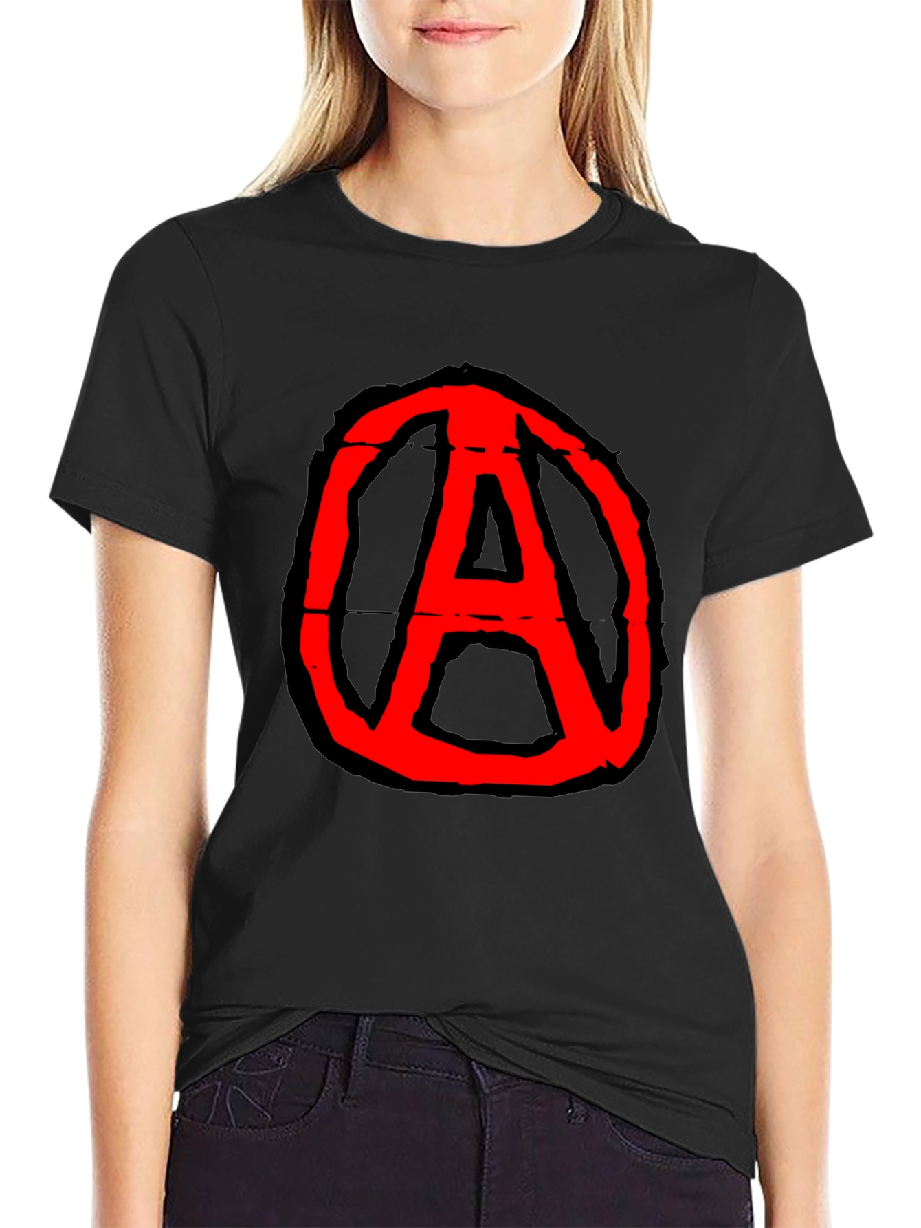 Anarchy Symbol Graphic Tee - Black Cotton Casual T-Shirt