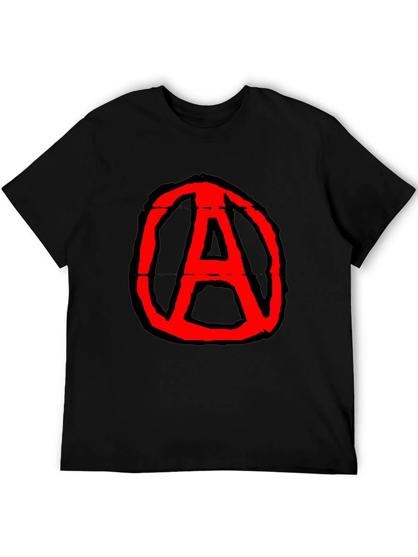 Anarchy Symbol Graphic Tee - Black Cotton Casual T-Shirt