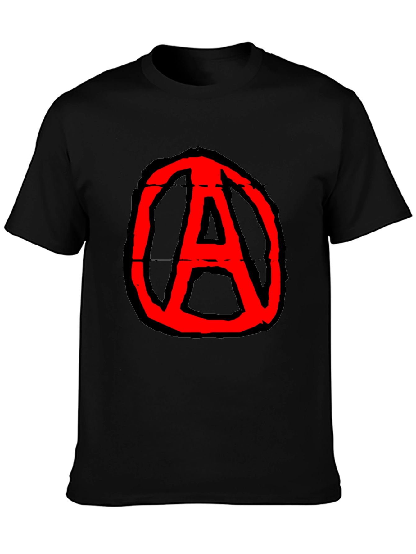 Anarchy Symbol Graphic Tee - Black Cotton Casual T-Shirt