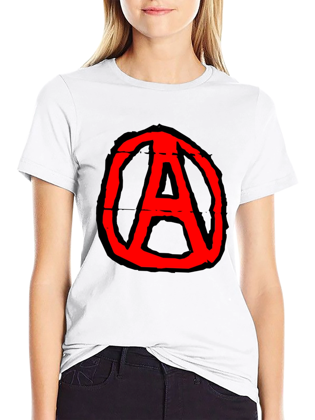Anarchy Symbol Graphic Tee - Black Cotton Casual T-Shirt