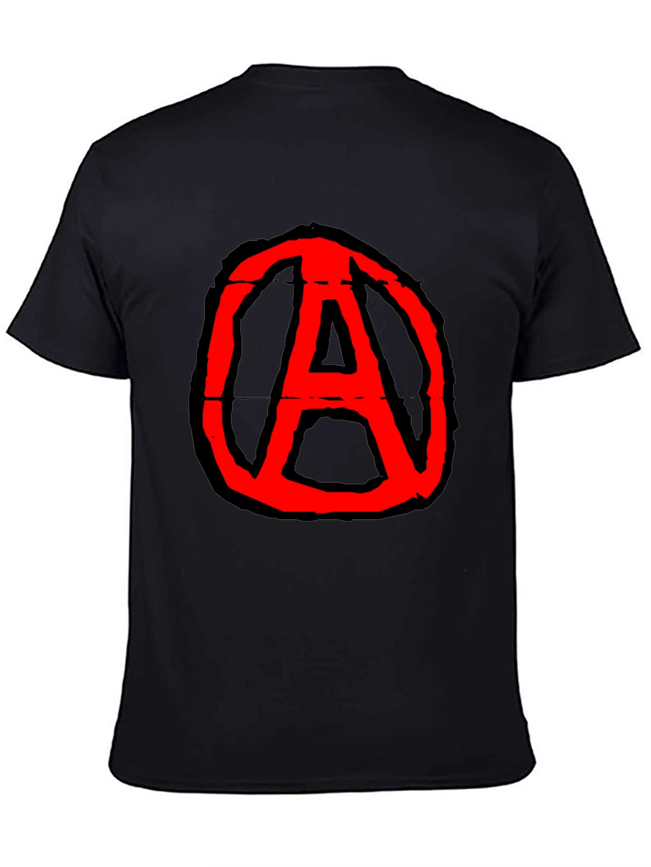 Anarchy Symbol Graphic Tee - Black Cotton Casual T-Shirt