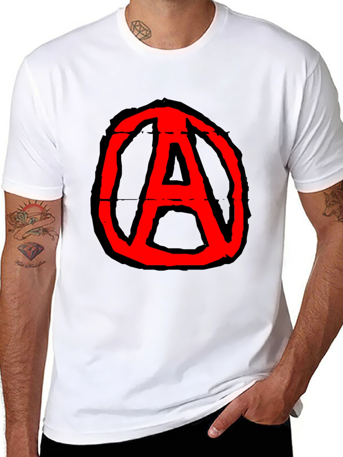 Anarchy Symbol Graphic Tee - Black Cotton Casual T-Shirt