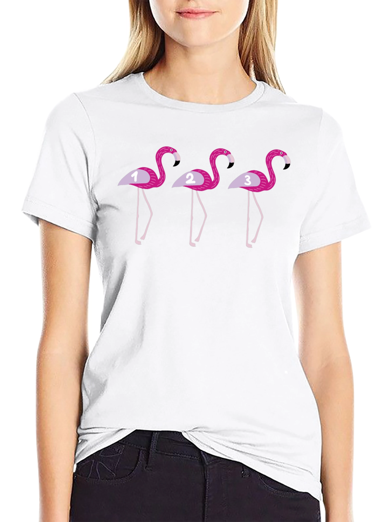 Flamingo Trio Graphic Tee - Quirky Bird Lover Style