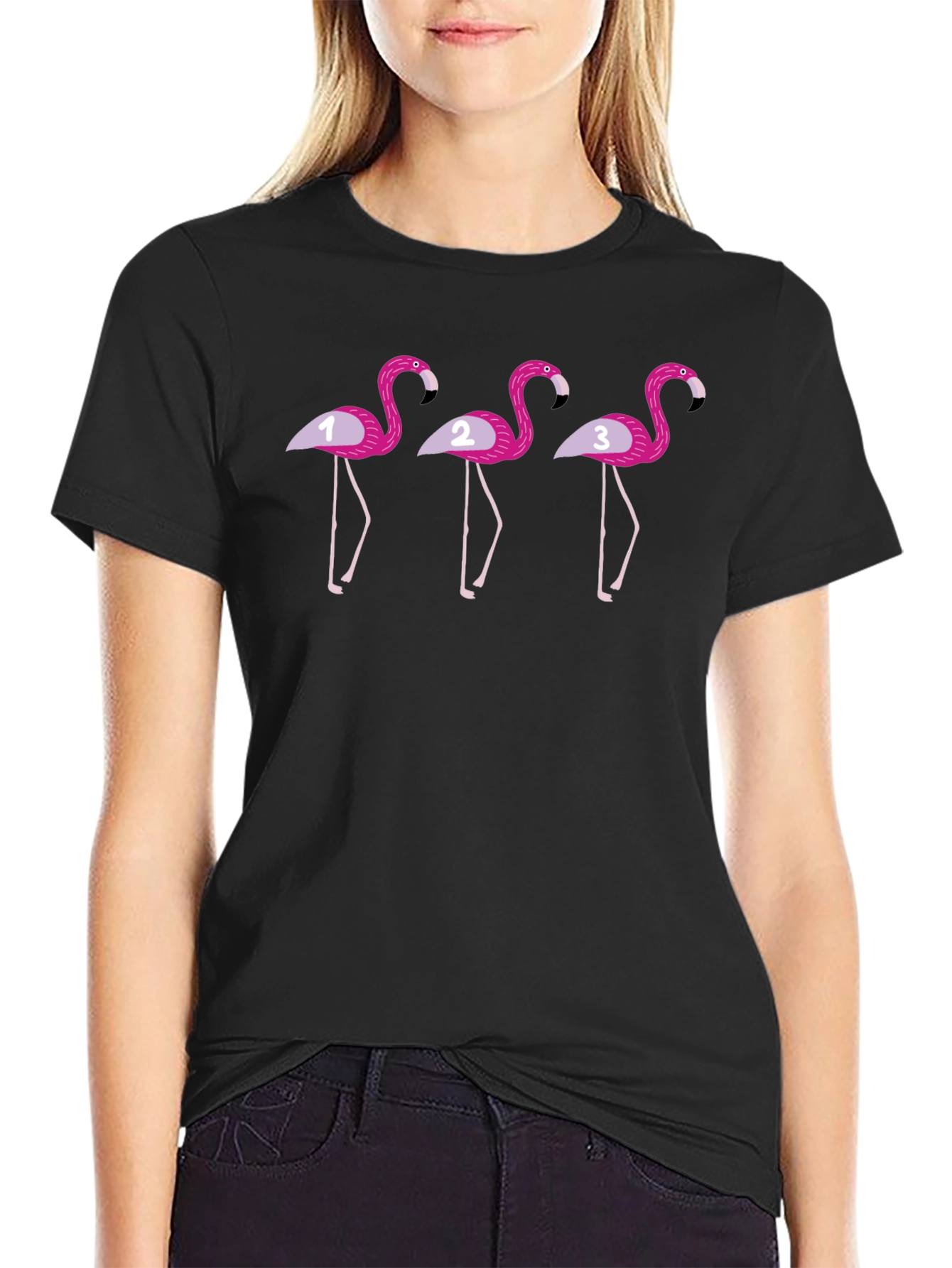 Flamingo Trio Graphic Tee - Quirky Bird Lover Style