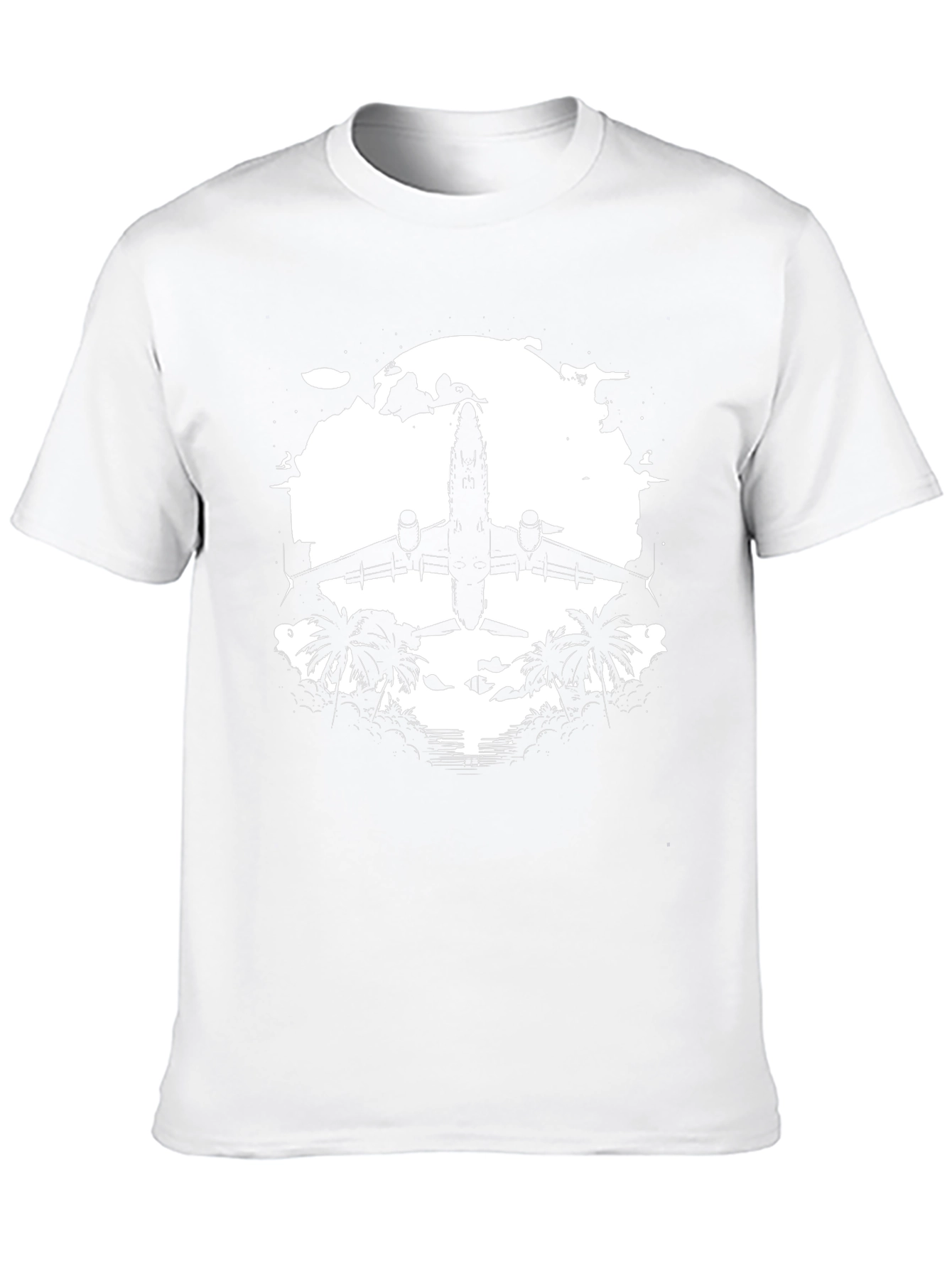 Airplane & Palms Black T-Shirt