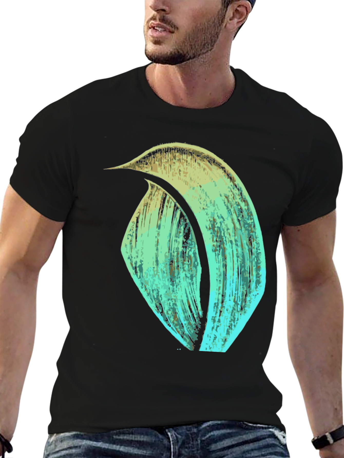 Abstract Brushstroke Graphic Tee - Black
