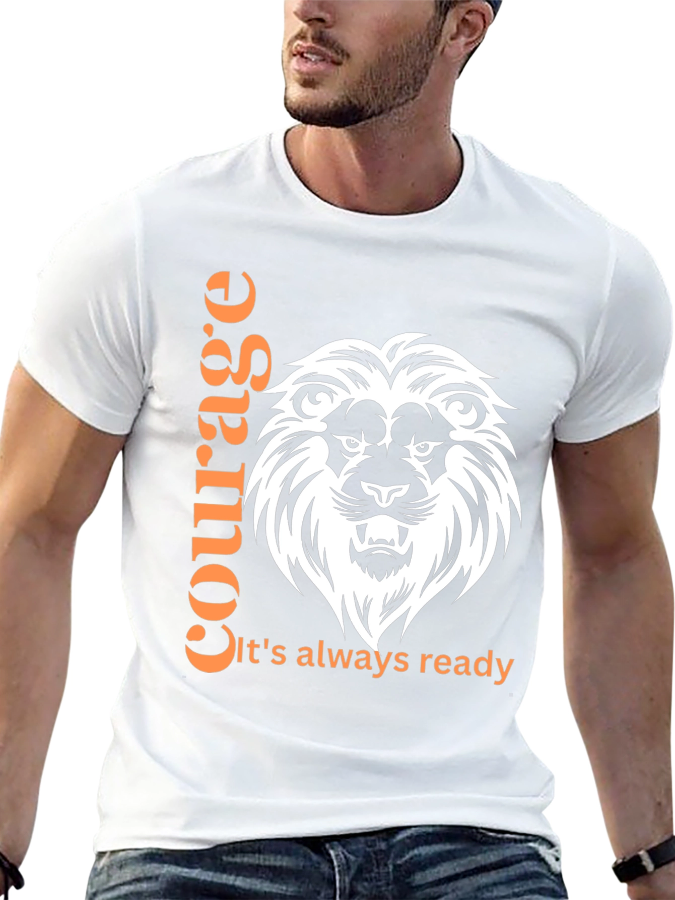 Courage Lion Graphic Print T-Shirt