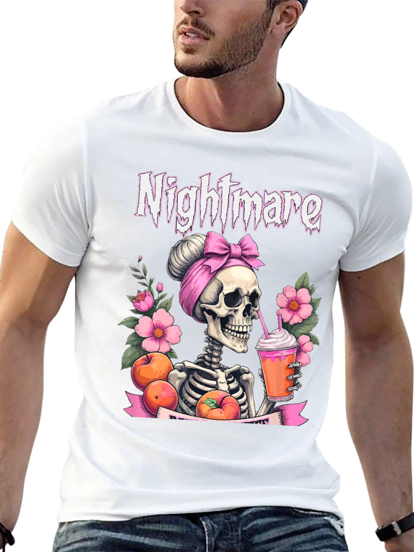 Nightmare Skeleton Peach Drink T-Shirt