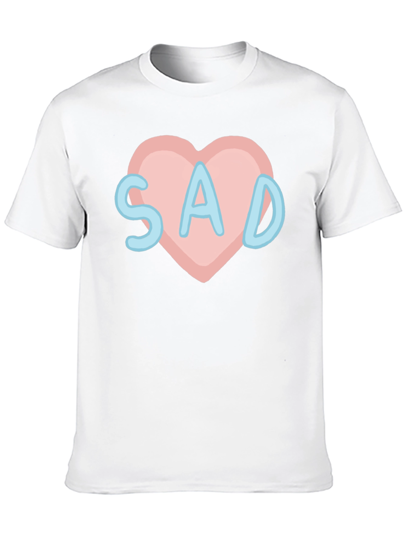 Sad Heart T-Shirt - Black Crew Neck Tee