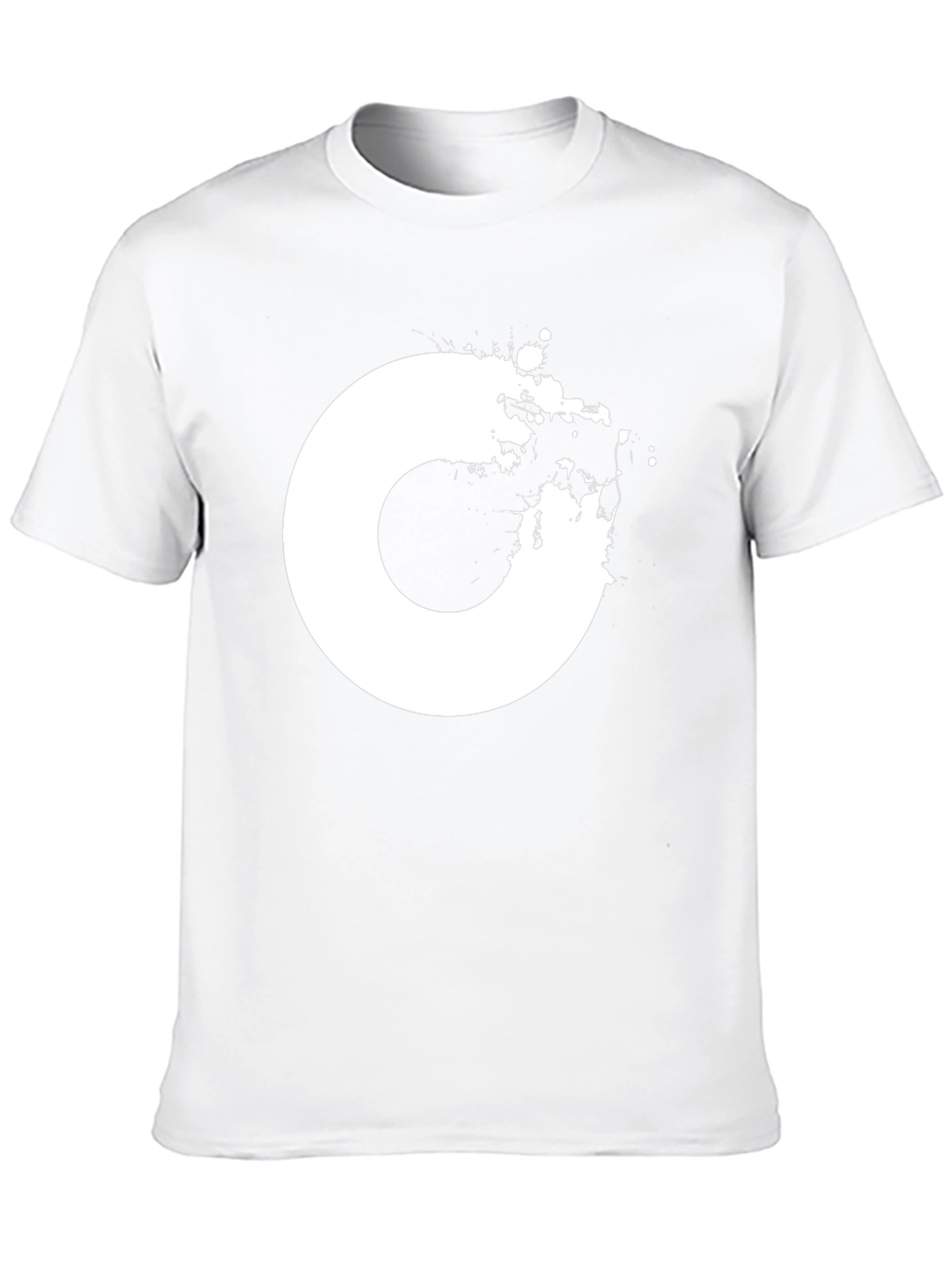 Abstract White Circle Design Black T-Shirt