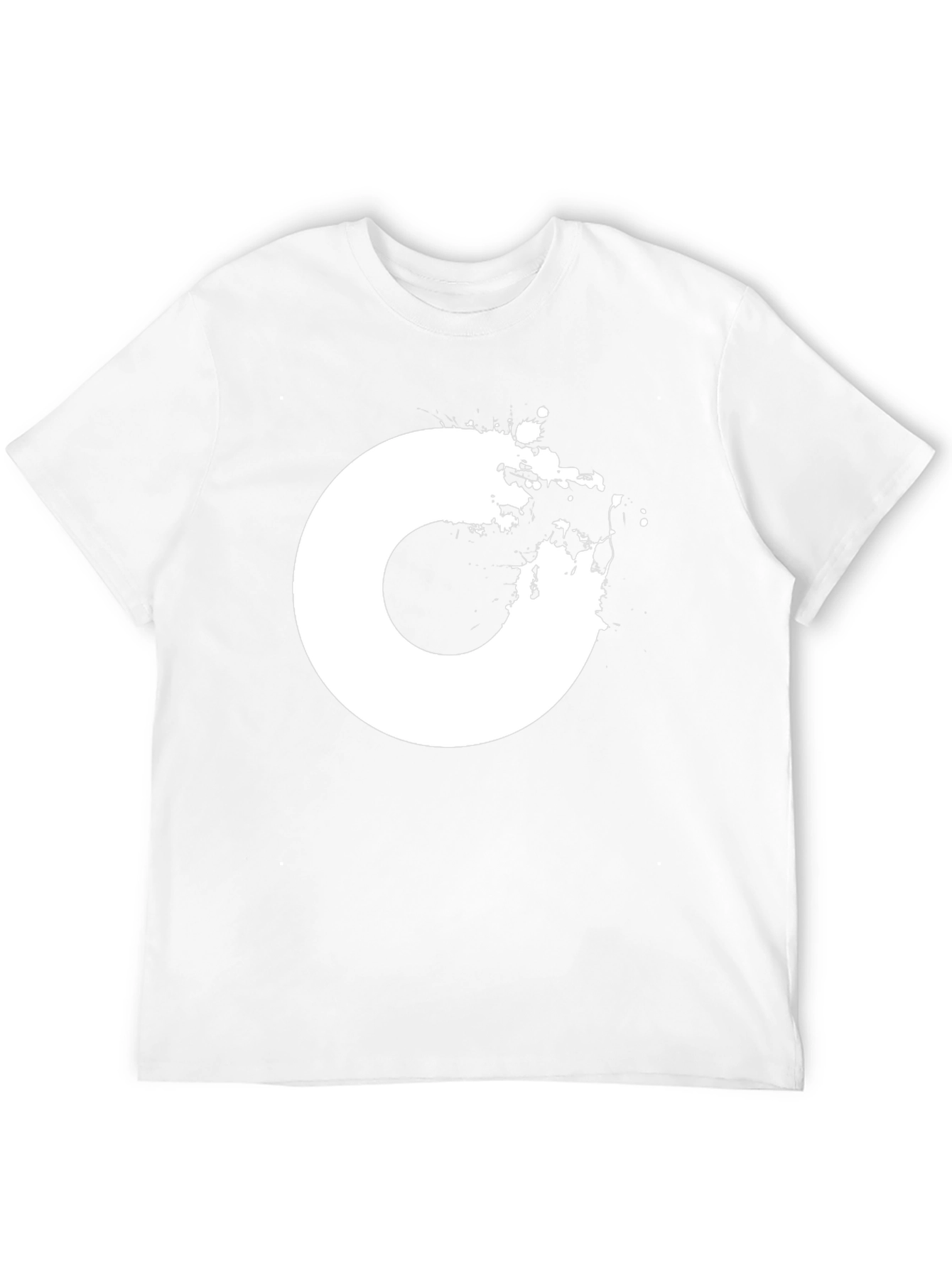 Abstract White Circle Design Black T-Shirt