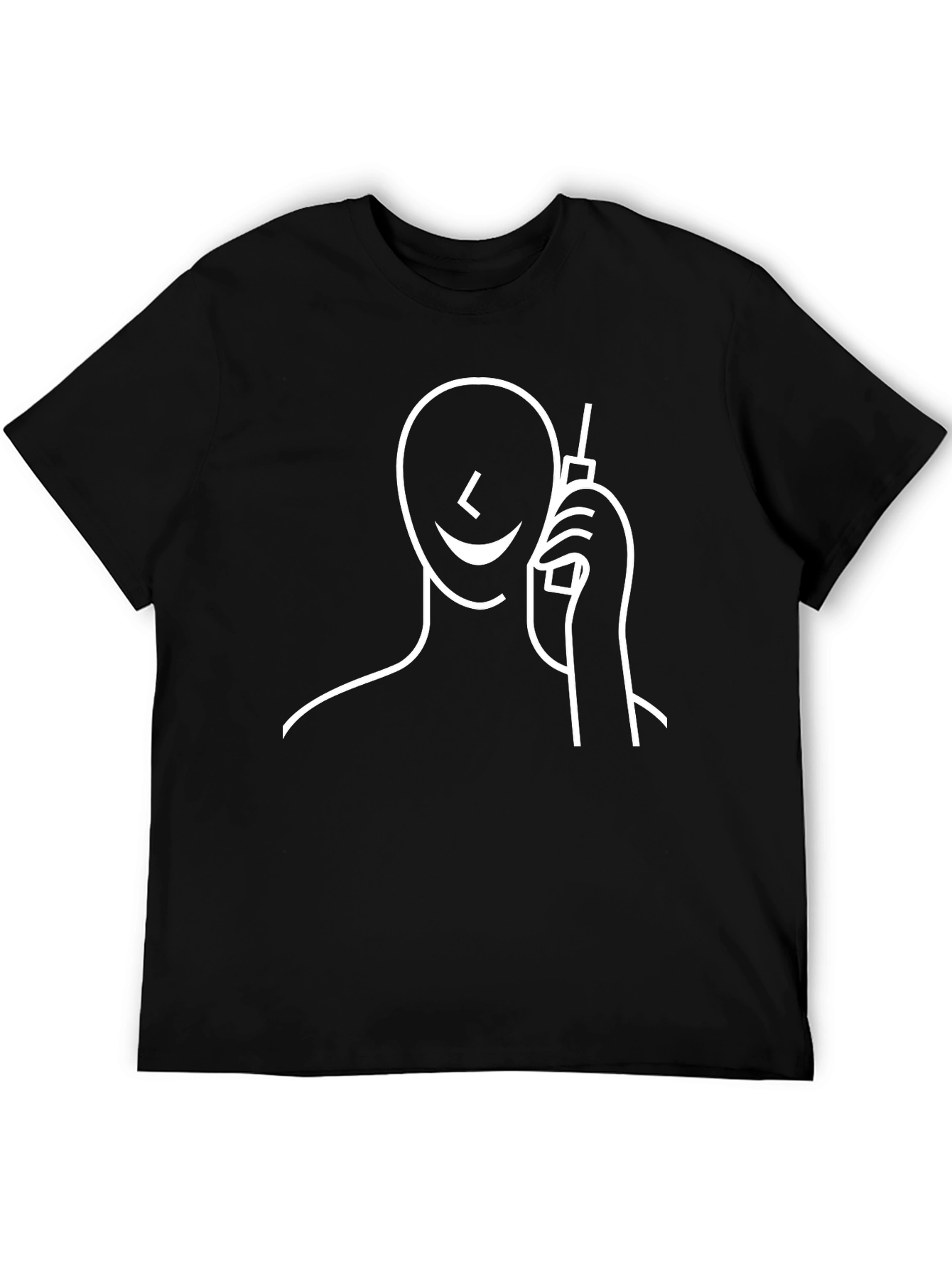 Abstract Phone Call T-Shirt - Black