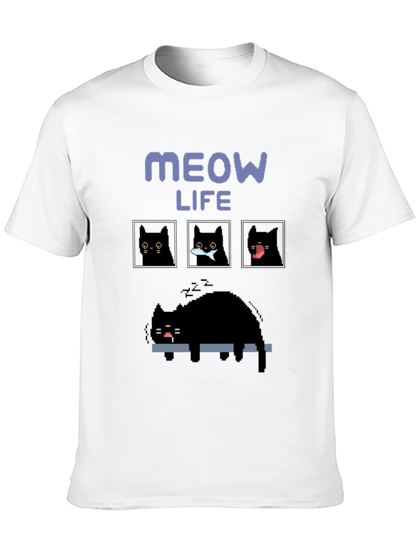 Pixel Art Cat T-Shirt - Meow Life Tee