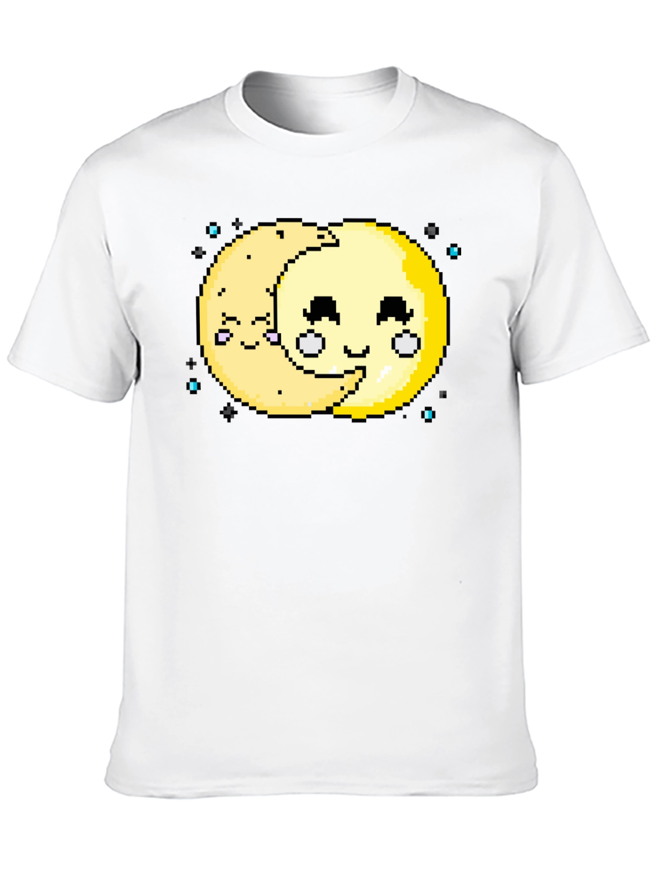 Cute Pixel Art Moon Hugging T-Shirt