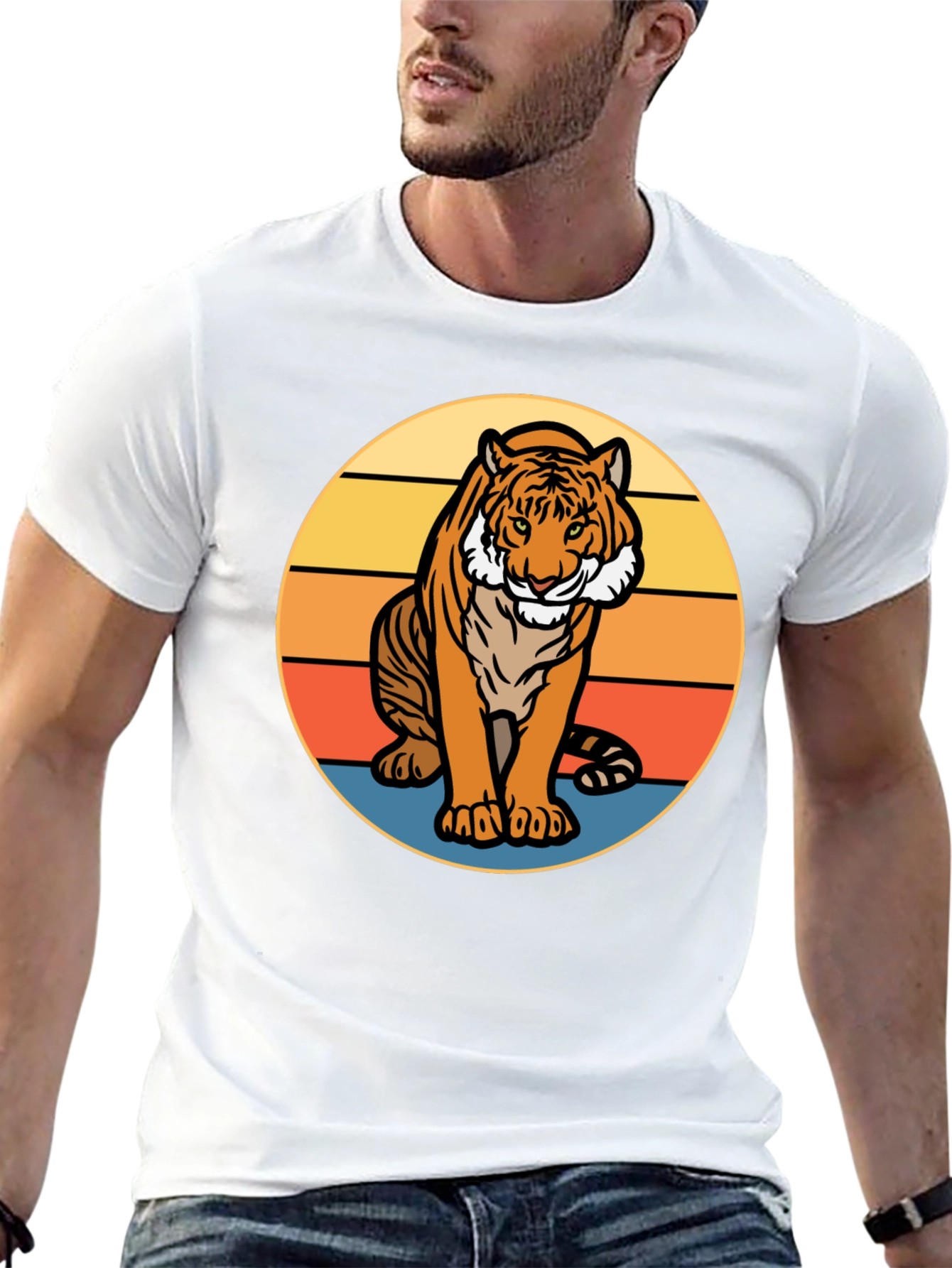 Retro Tiger Graphic Tee - Black